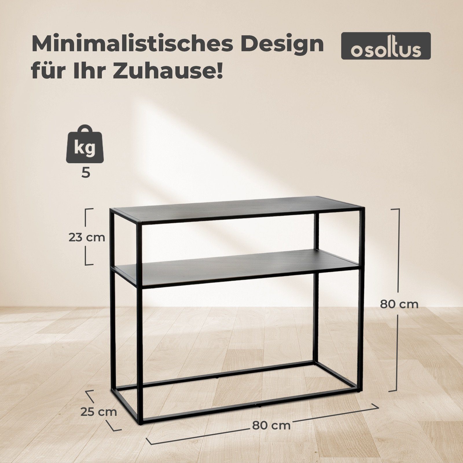 osoltus Sideboard osoltus cube Industrie Stil Konsolentisch Konsole Stahl Schwarz 80 x