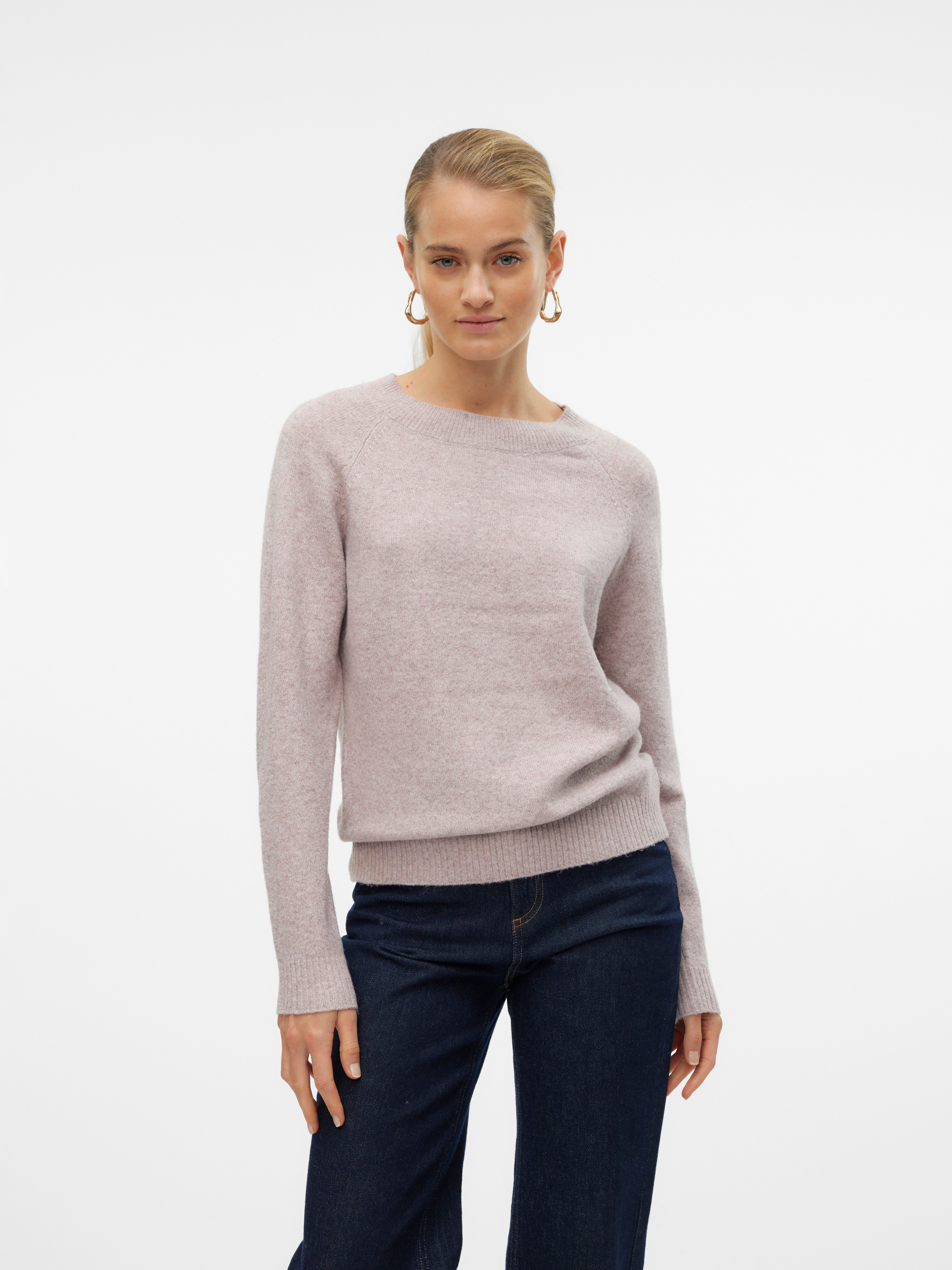 Vero Moda Rundhalspullover VMDOFFY in melierter Optik