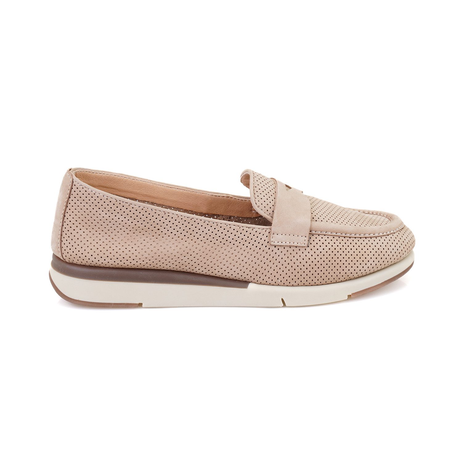 Desa Damen-Plateau-Slipper aus Leder – Synthetiksohle, atmungsaktiv Loafer