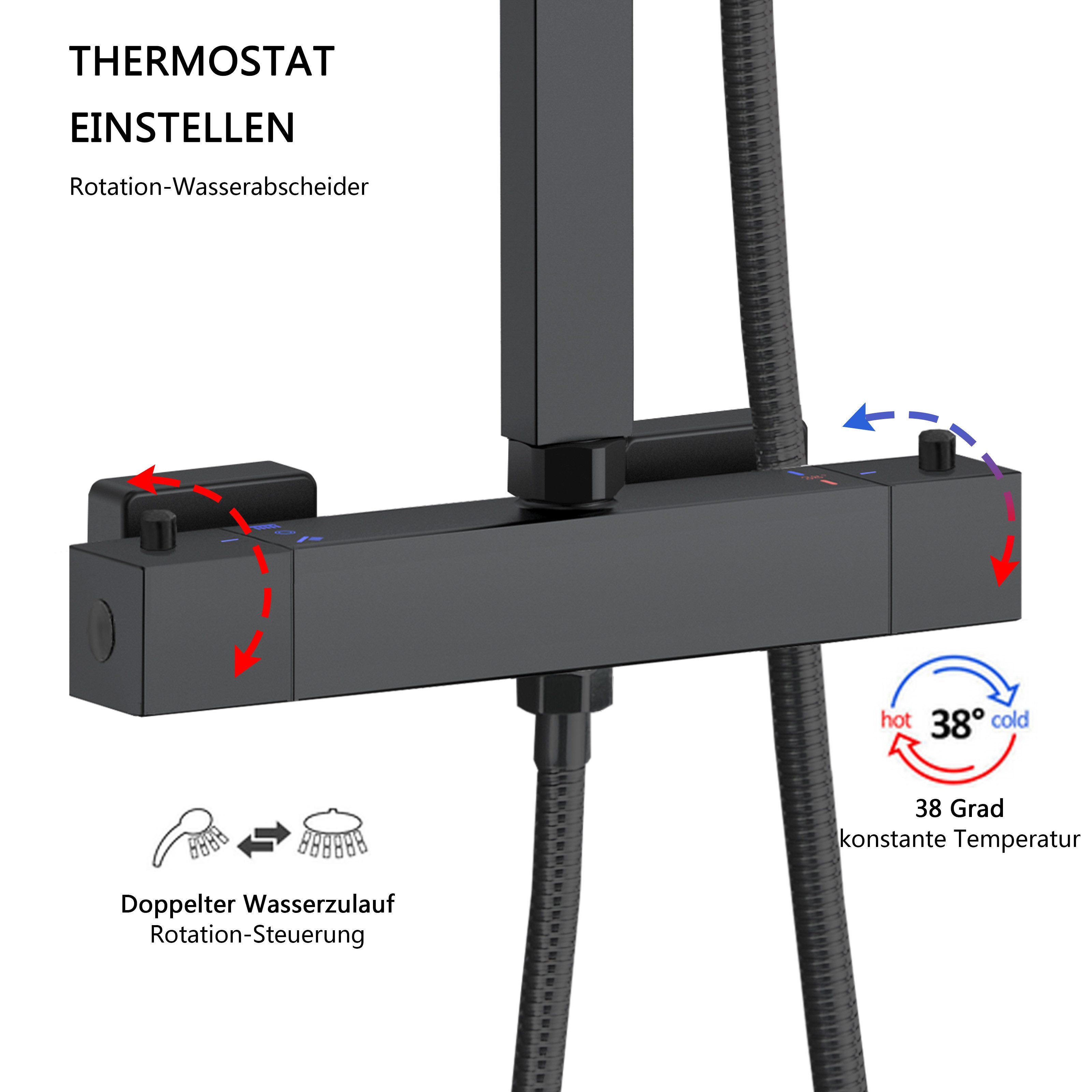 duschspa Duschsystem Thermostat Regendusche Duschsystem Kopfbrause günstig online kaufen
