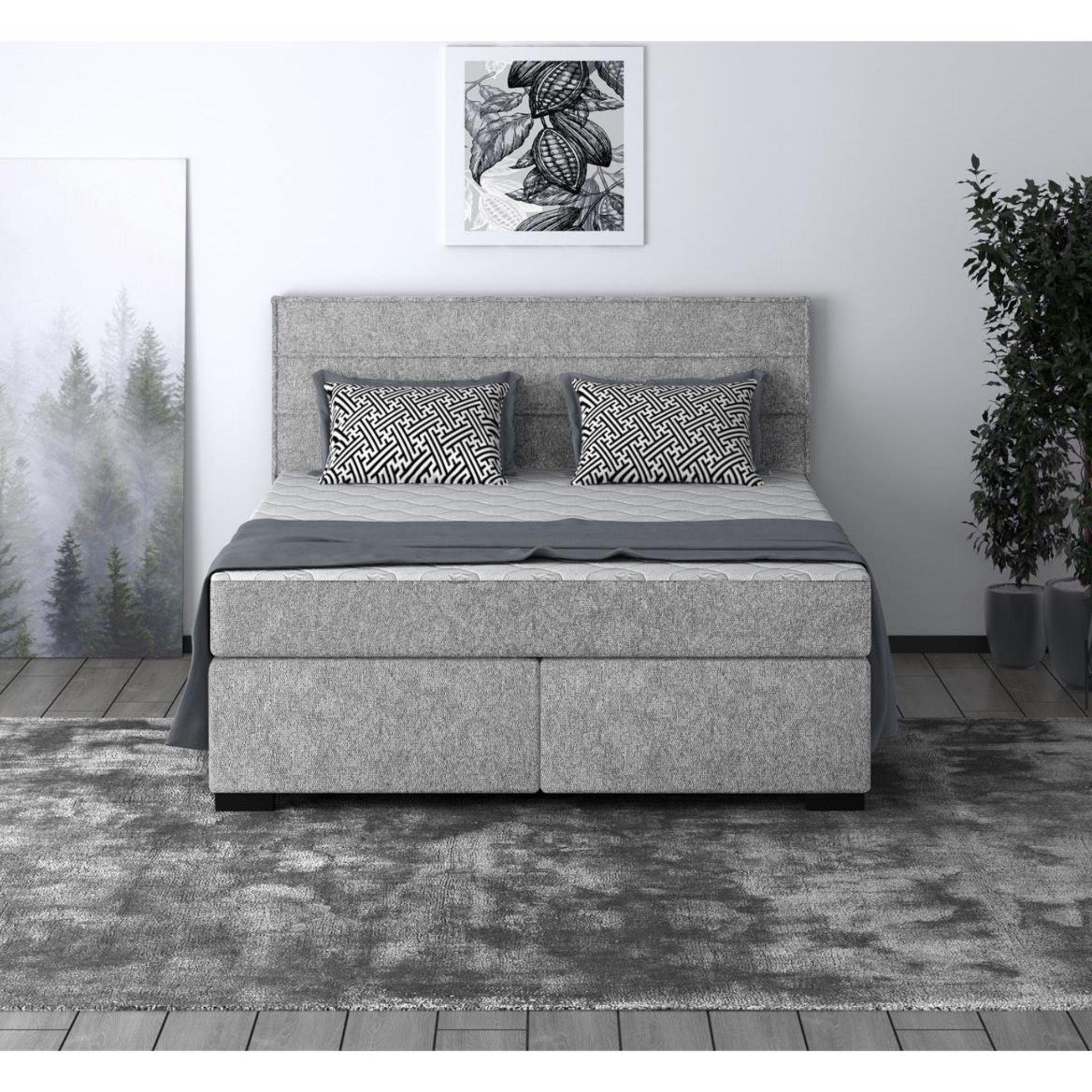 Beautysofa Polsterbett Mauro (Bett mit Lattenrost und Matratze, Klassisches Bett, Liegefläche 140 / 160 / 180 x 200 cm), modernes Doppelbett mit Taschenmatratze Silber (matana 01)