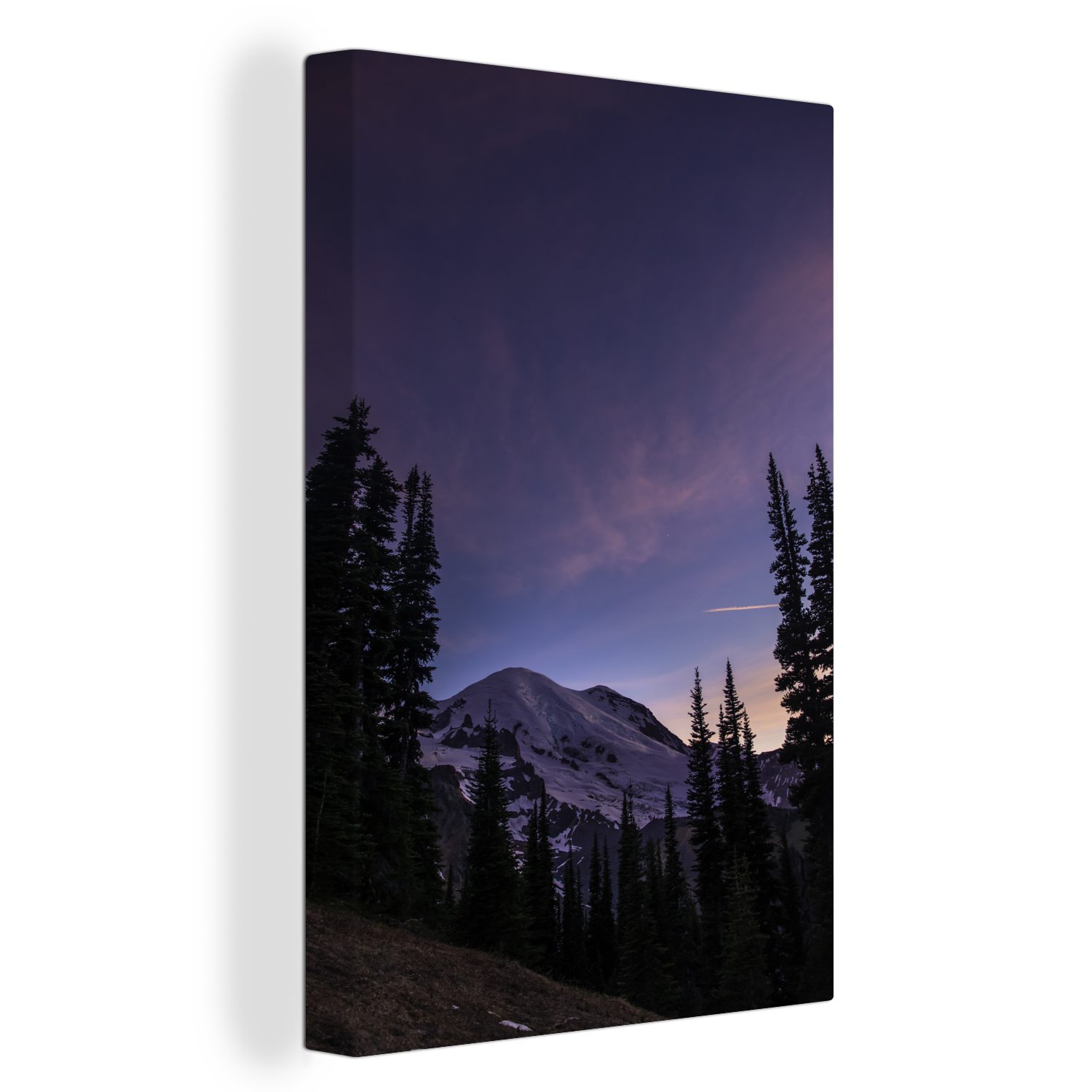 OneMillionCanvasses® Leinwandbild Der farbige Himmel über dem Mount Rainier National Park, (1 St), Leinwandbild fertig bespannt inkl. Zackenaufhänger, Gemälde, 20x30 cm