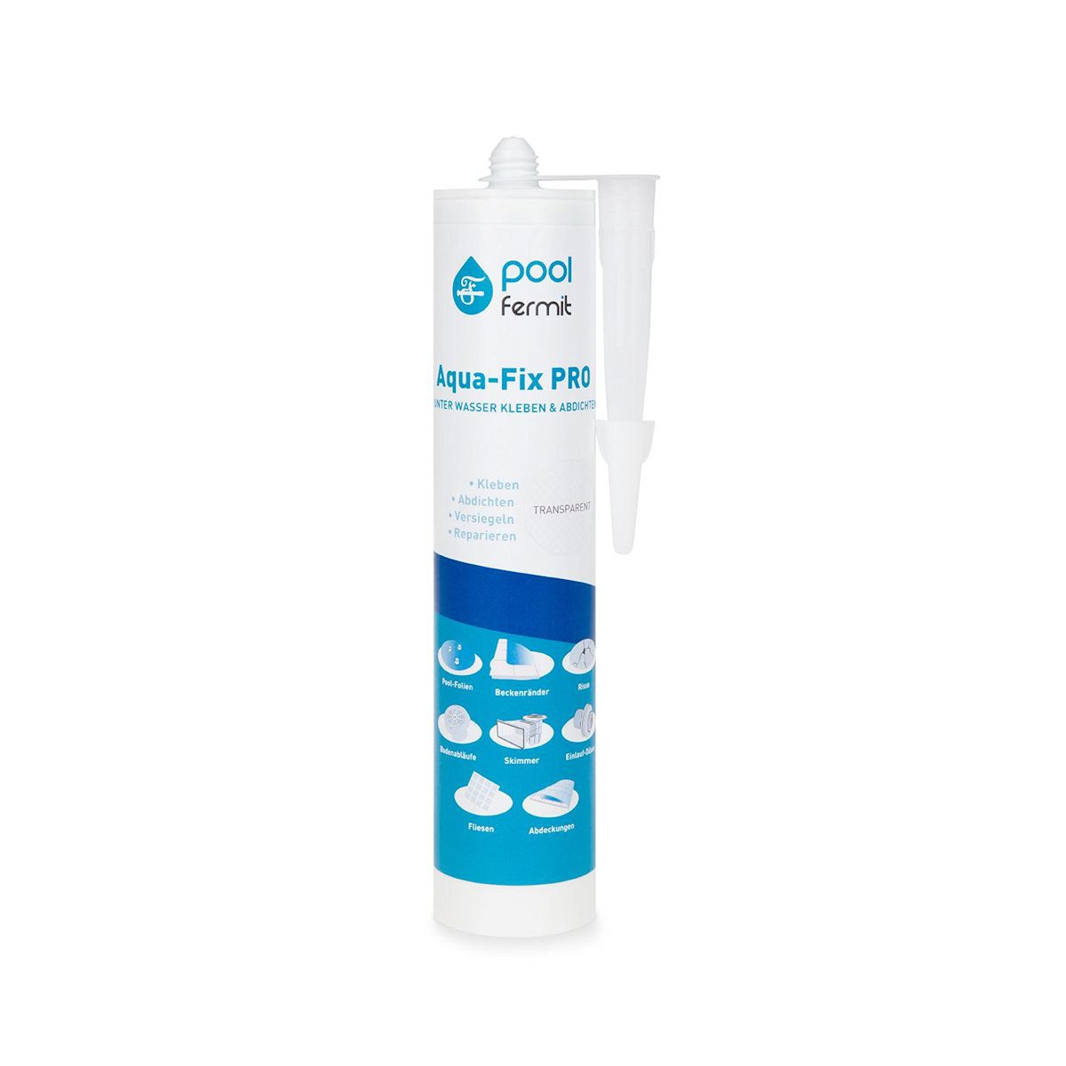 Fermit Dichtstoff UV-Dichtmittel für Pool auch unter Wasser - Kartusche mit 290 ml