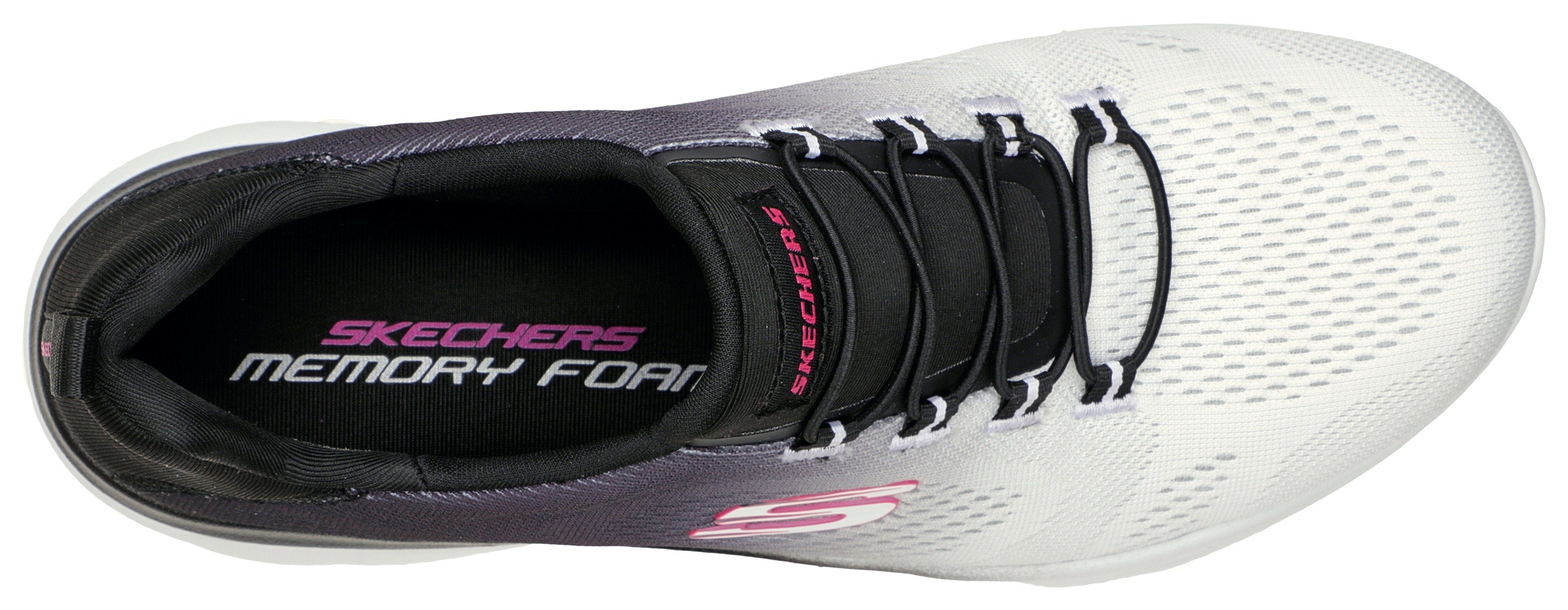Skechers SUMMITS BRIGHT schwarz-weiß Sneaker Farbverlauf schönem mit Slip-On CHARMER