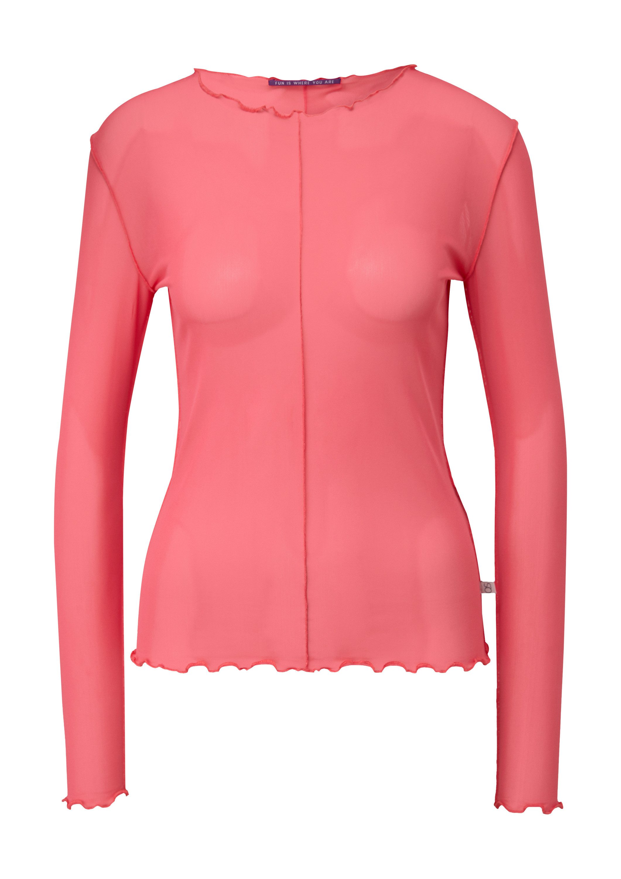 QS Langarmshirt T-Shirt Mesh-Longsleeve mit Bogenkante günstig online kaufen