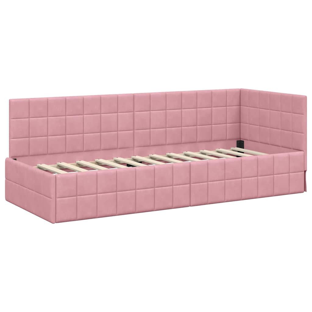 vidaXL Bett Eckbettgestell mit Kopfteil Rosa günstig online kaufen