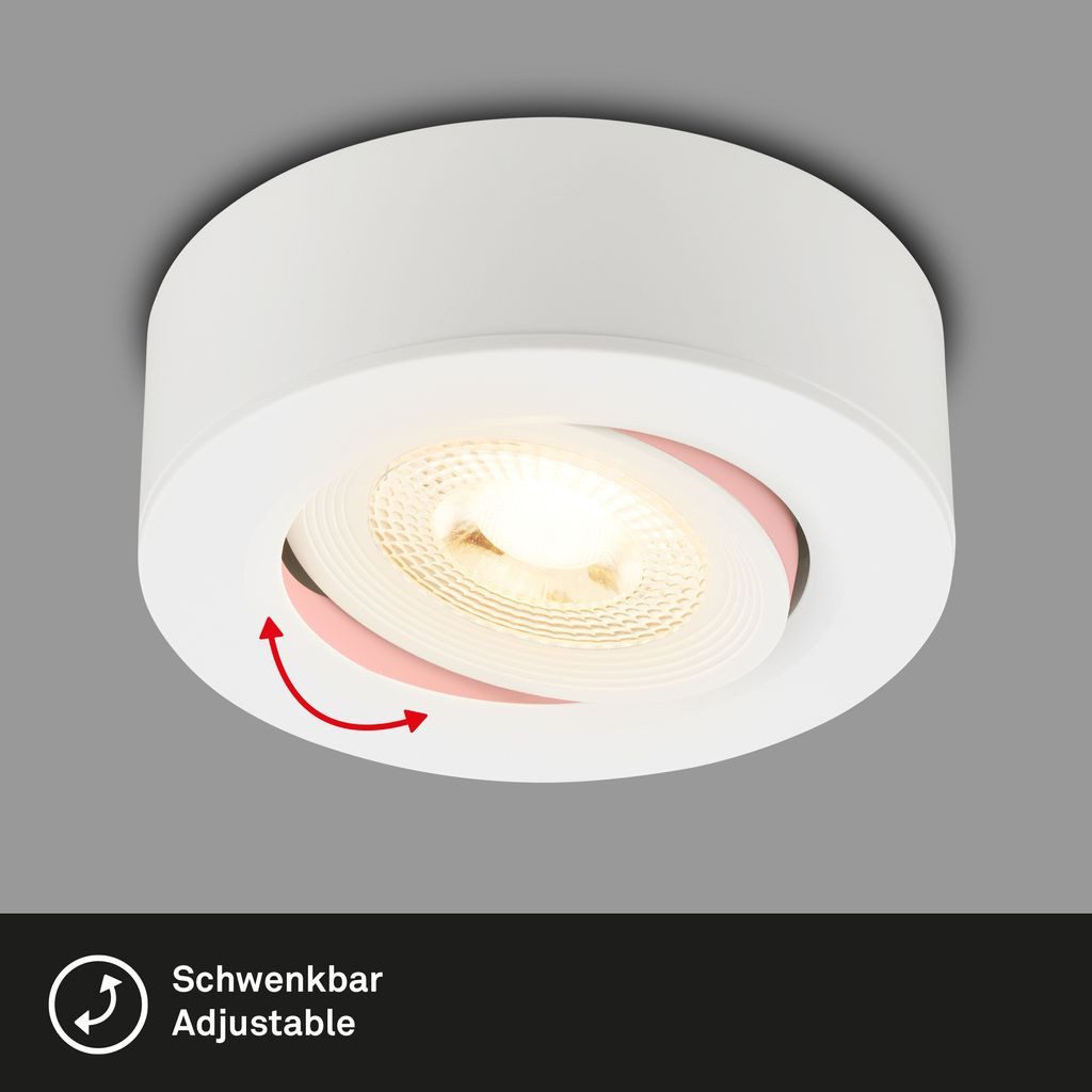 Briloner Leuchten LED Deckenleuchte Aufbauspot Einbauleuchte Wohnzimmer schwenkbar 7991016, LED fest integriert, 3000K - Warmweiß, LED Einbauleuchte 90x30mm Weiß 5W Decke Wohnzimmer Schlafzimmer Küche