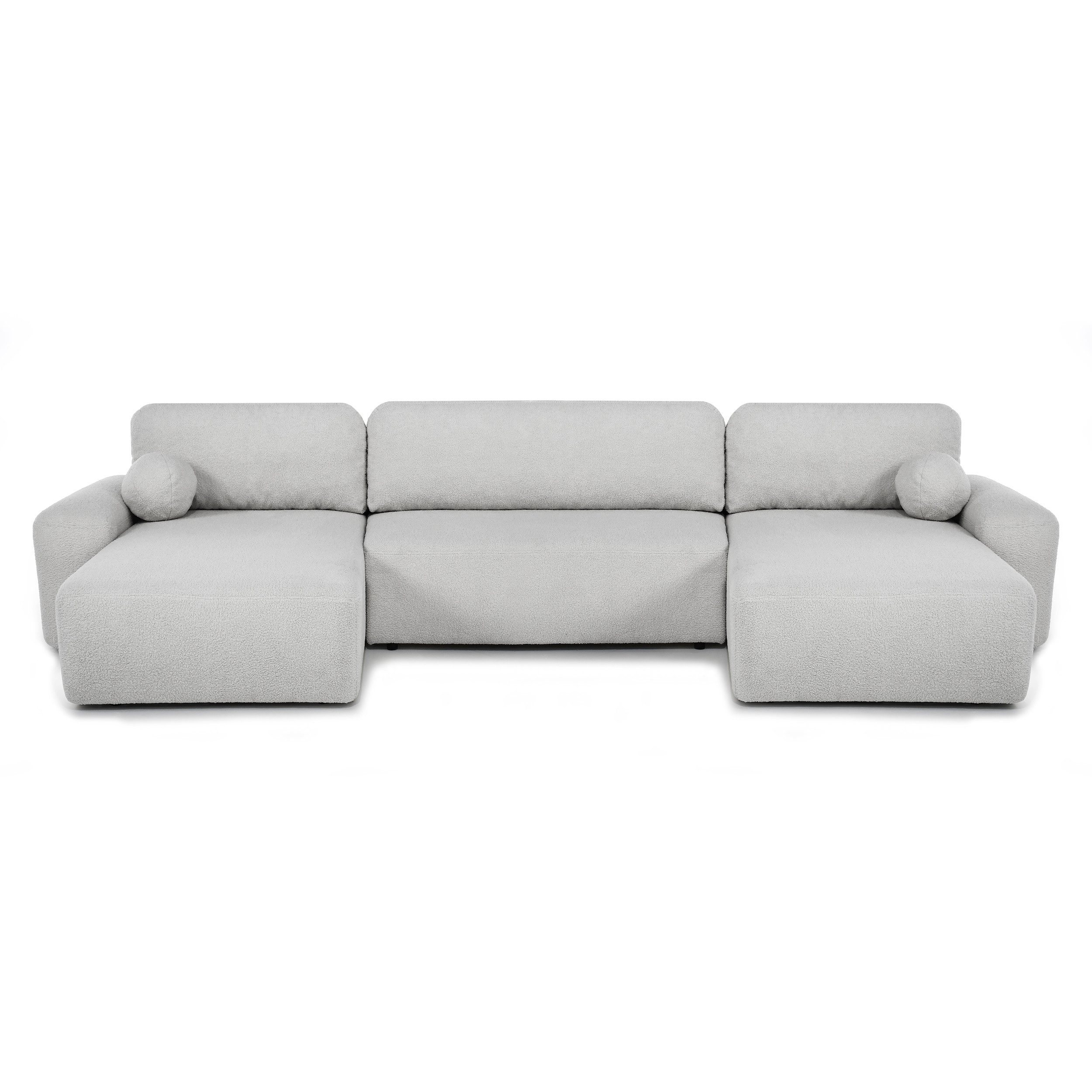 Beautysofa Ecksofa Noel U mit Schlaffunktion & Bettkasten, mit modernem Bouclé-Bezug, Breite: 375 cm