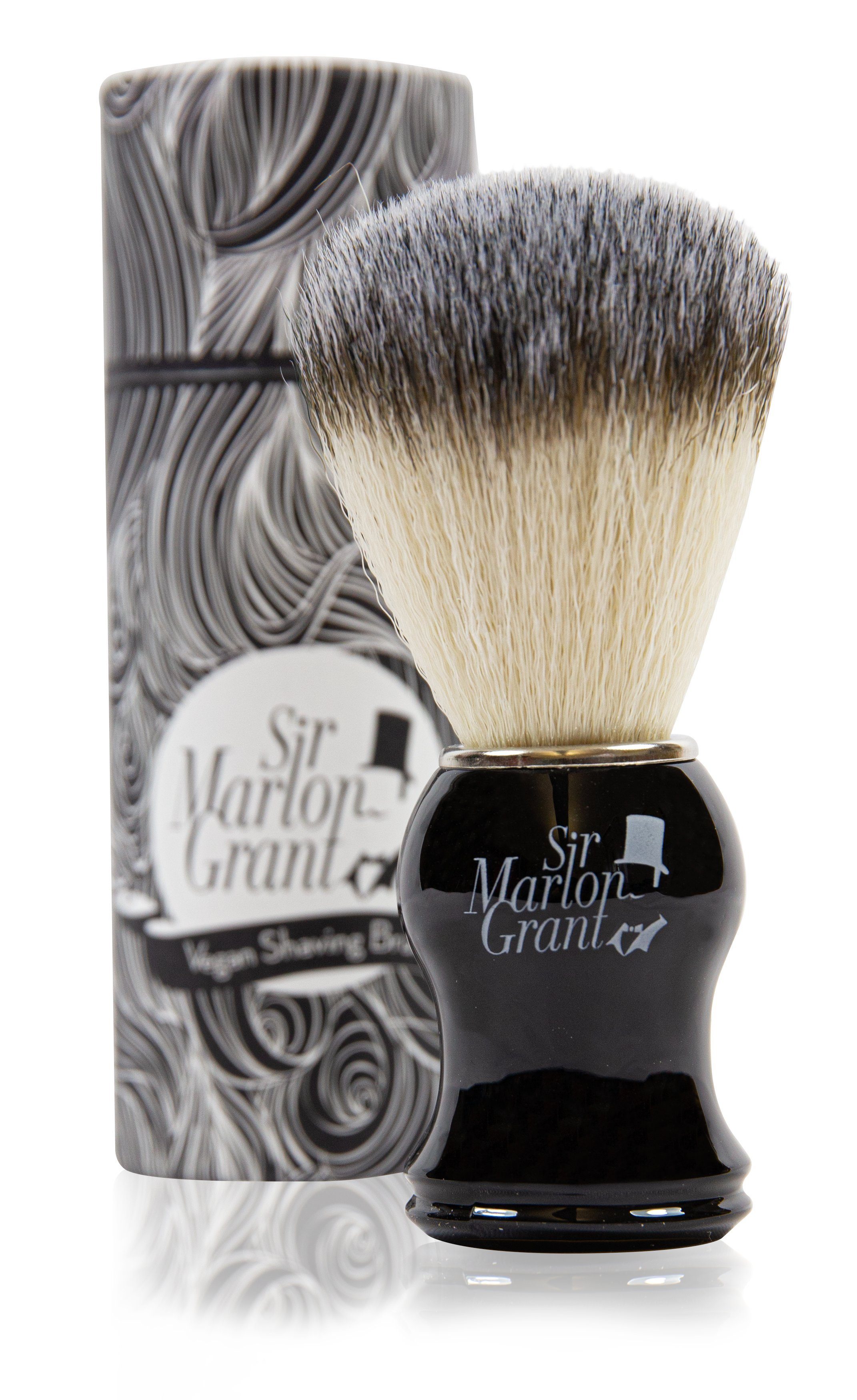 Sir Marlon Grant Rasierpinsel Premium Dachshaar weichem Vegan - Rasierpinsel Brush, aus Imitat Shaving