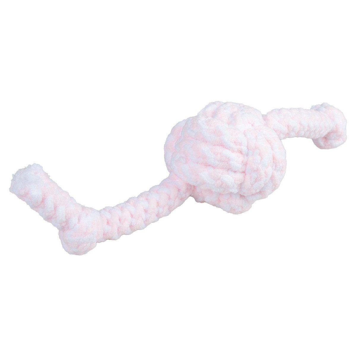 Zerrspielzeug Hundespielzeug Puppy Soft Seil Ball mit 2 Knoten rosa/weiß