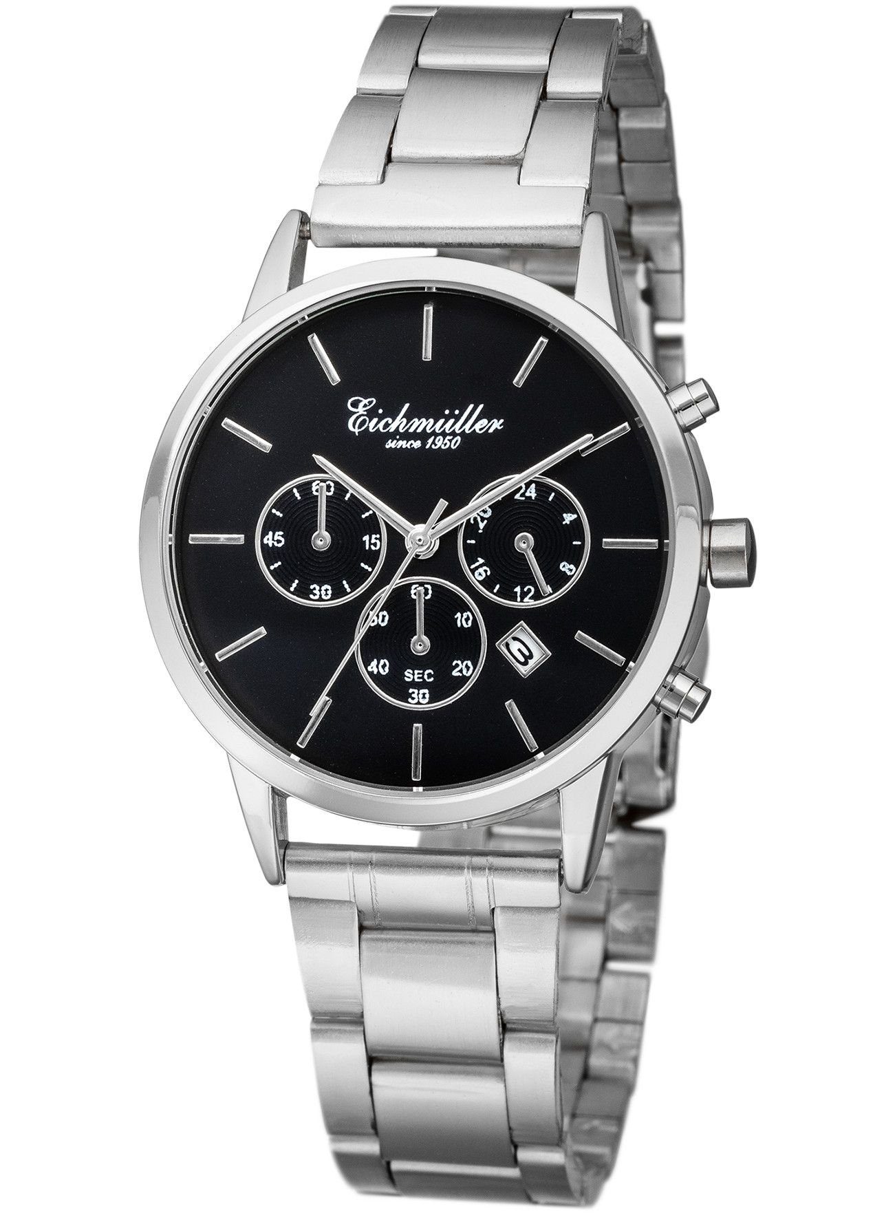 Eichmüller Quarzuhr Damenuhr RE1076 Schwarz Metallband 36 mm