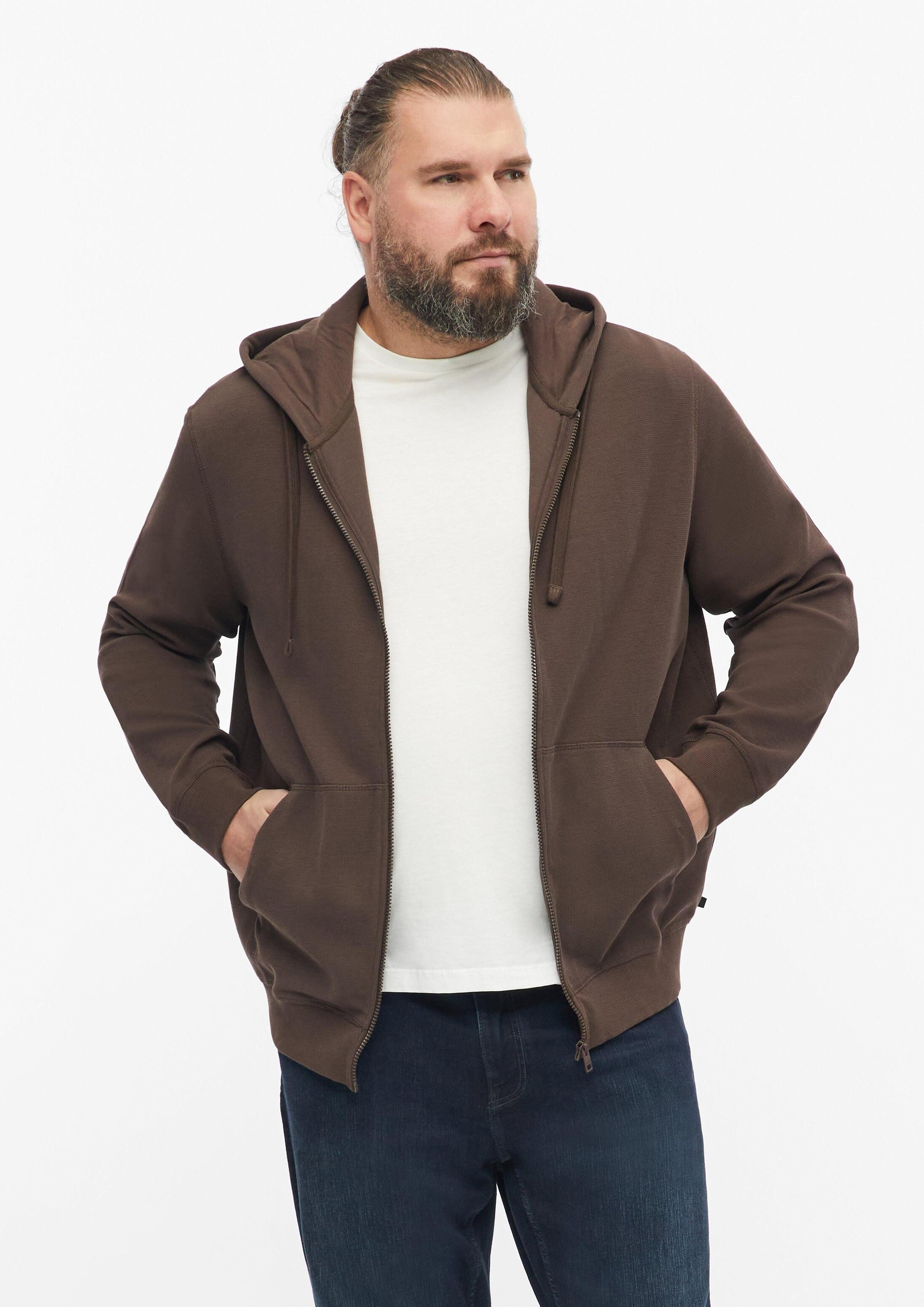 s.Oliver Sweatjacke Sweatshirt Jacke Kapuzensweatjacke in Waffelpiqué