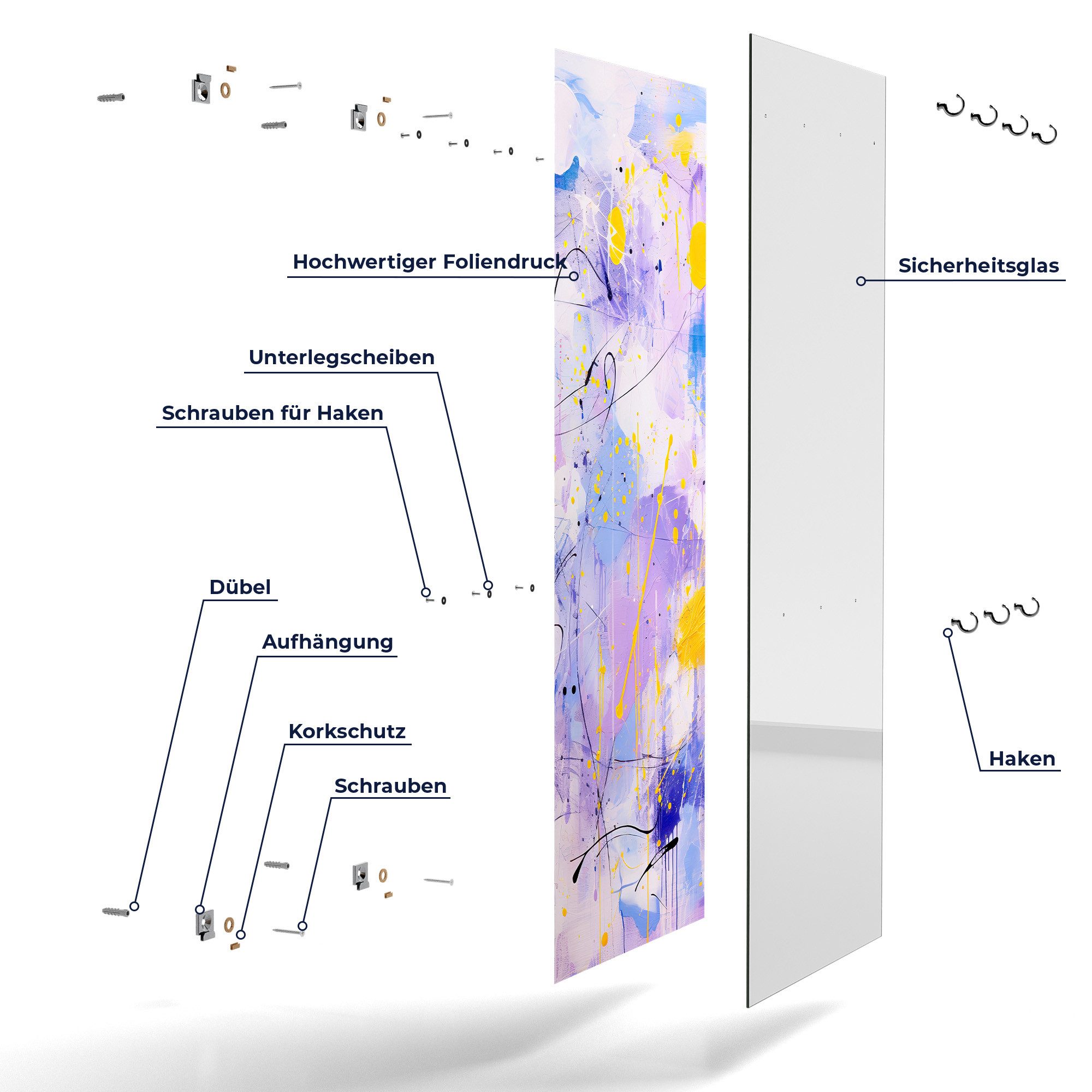 DEQORI Kleiderhaken 'Die Sonnenblitze', Glas Garderobe hängend Flur Jackenhalter modern Wandgarderobe Haken