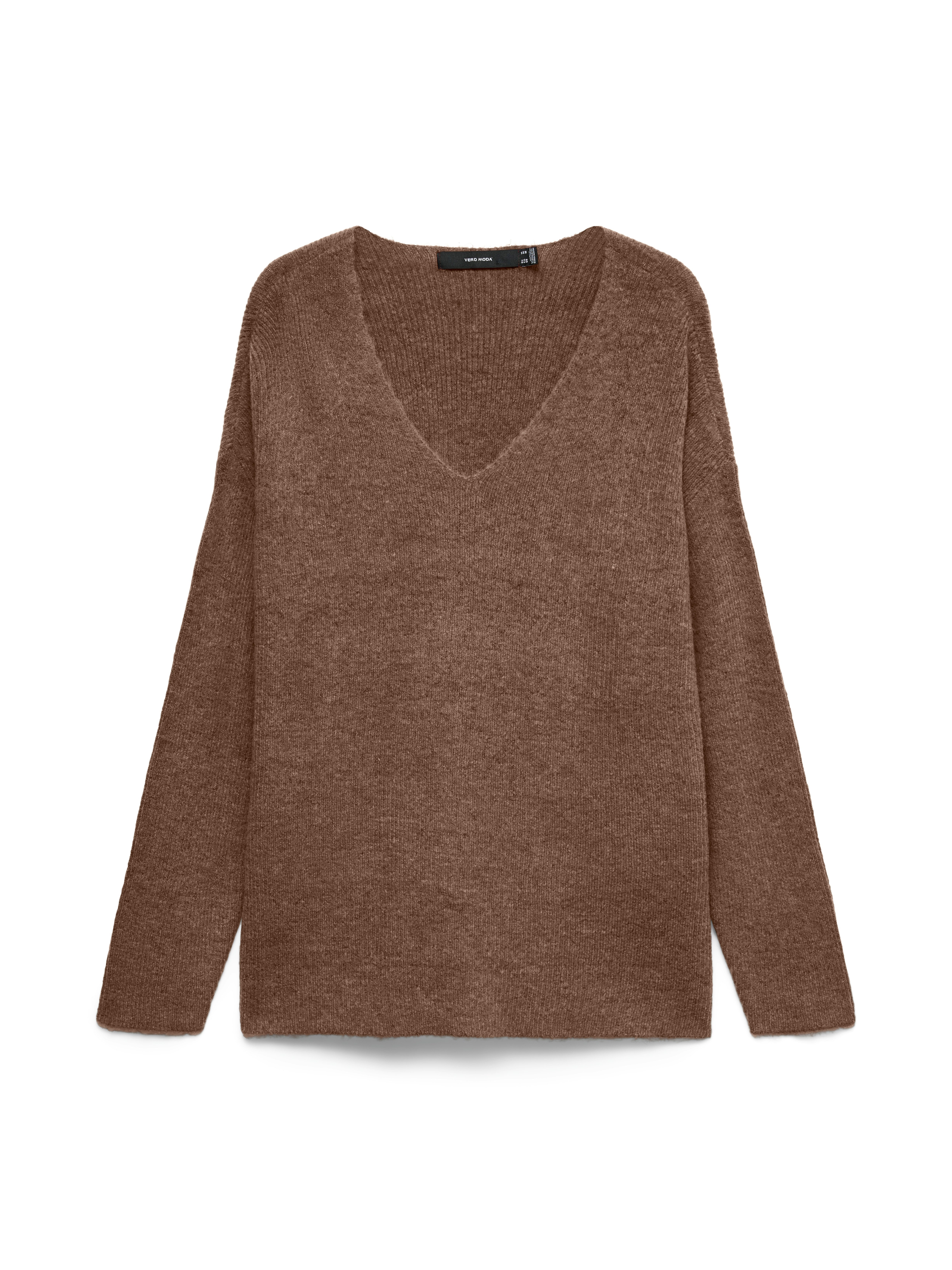 Vero Moda V-Ausschnitt-Pullover VMCREWLEFILE LS V-NECK BLOUSE NOOS Materialmix, loose fit