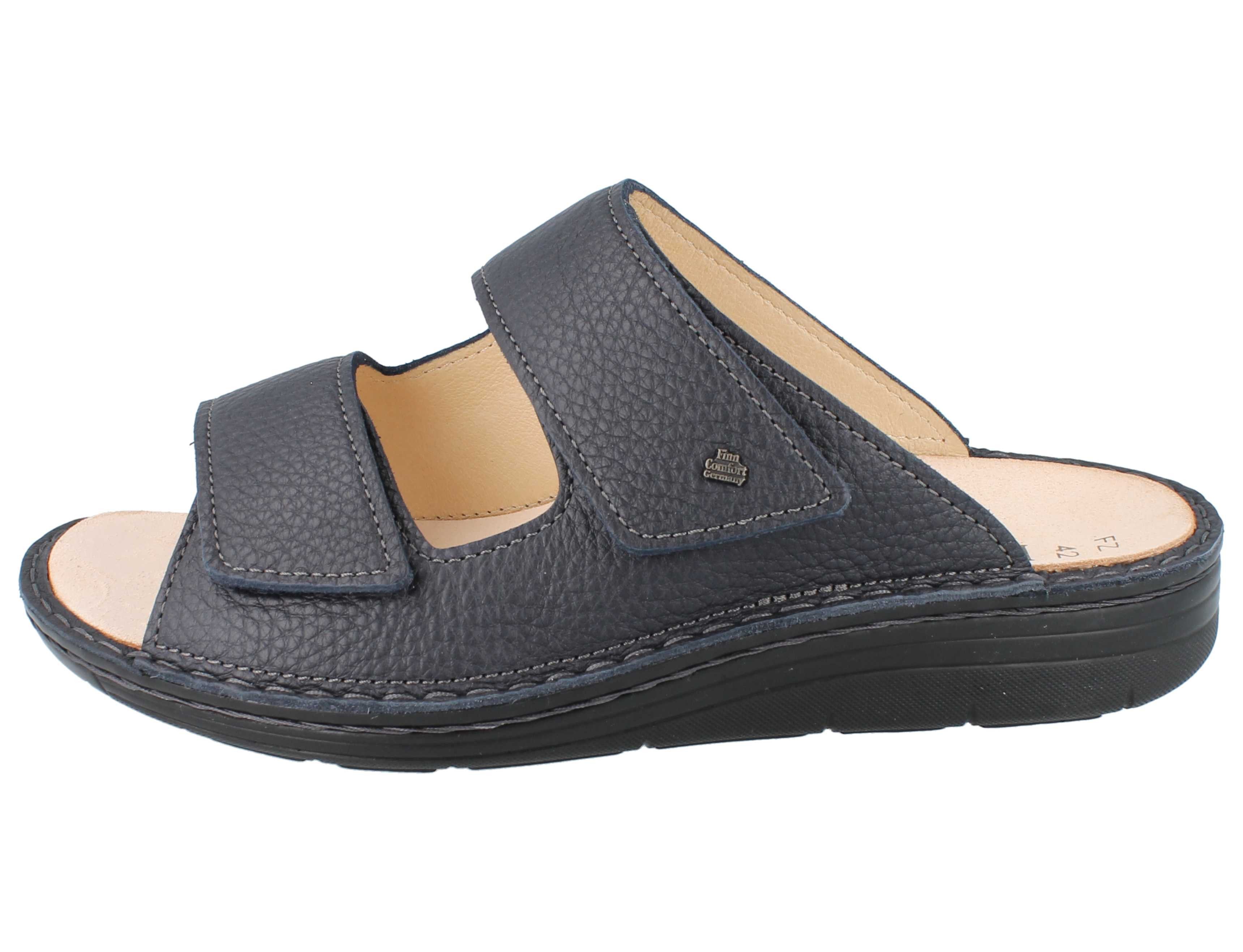 Finn Comfort FINN COMFORT Paterna Herren Pantolette blau Glattleder genarbt - Hausschuh Wechselfußbett