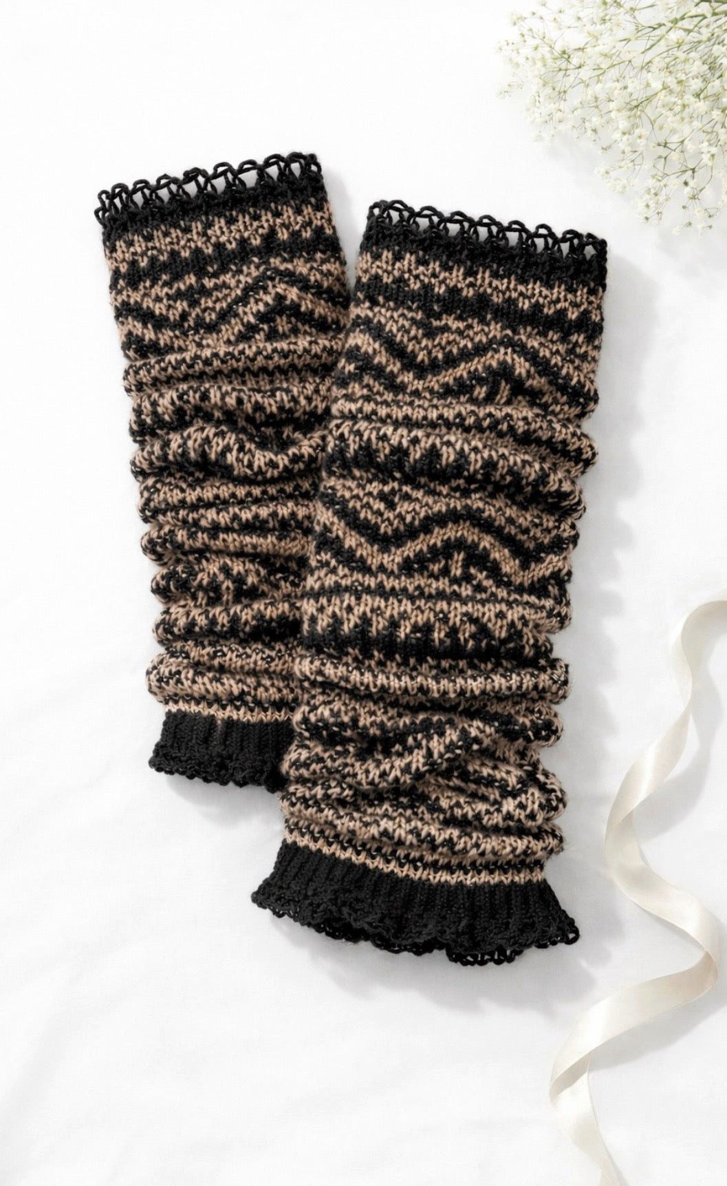 Lycille Beinstulpen Beinstulpen aus Baumwolle mit Fair-Isle-Muster (1 Paar) Gelenkwärmer, Universalgröße, bis 36-40 cm Umfang