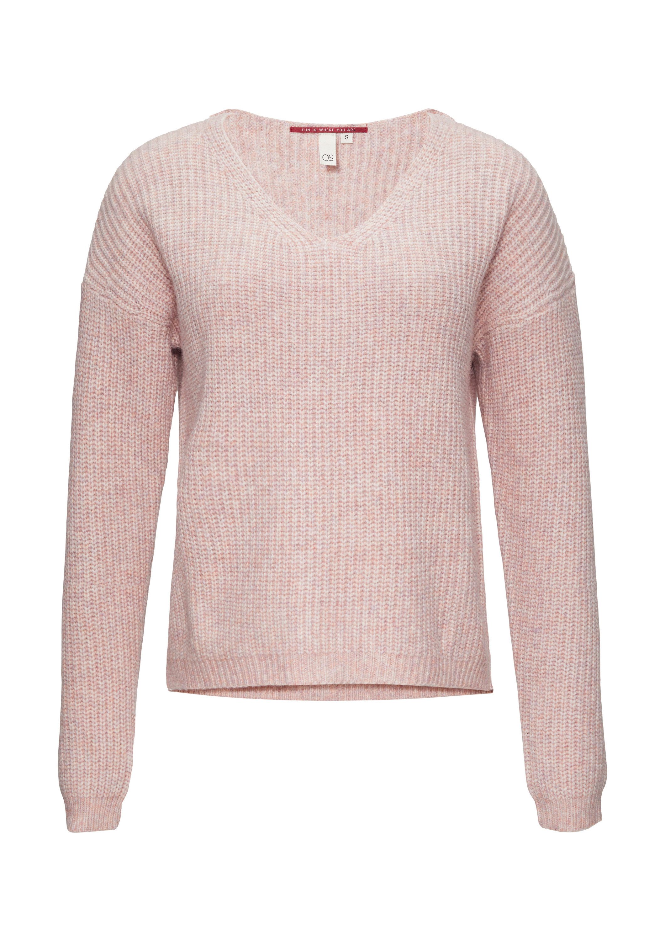QS Longpullover Strickpullover Pullover mit überschnittenen günstig online kaufen