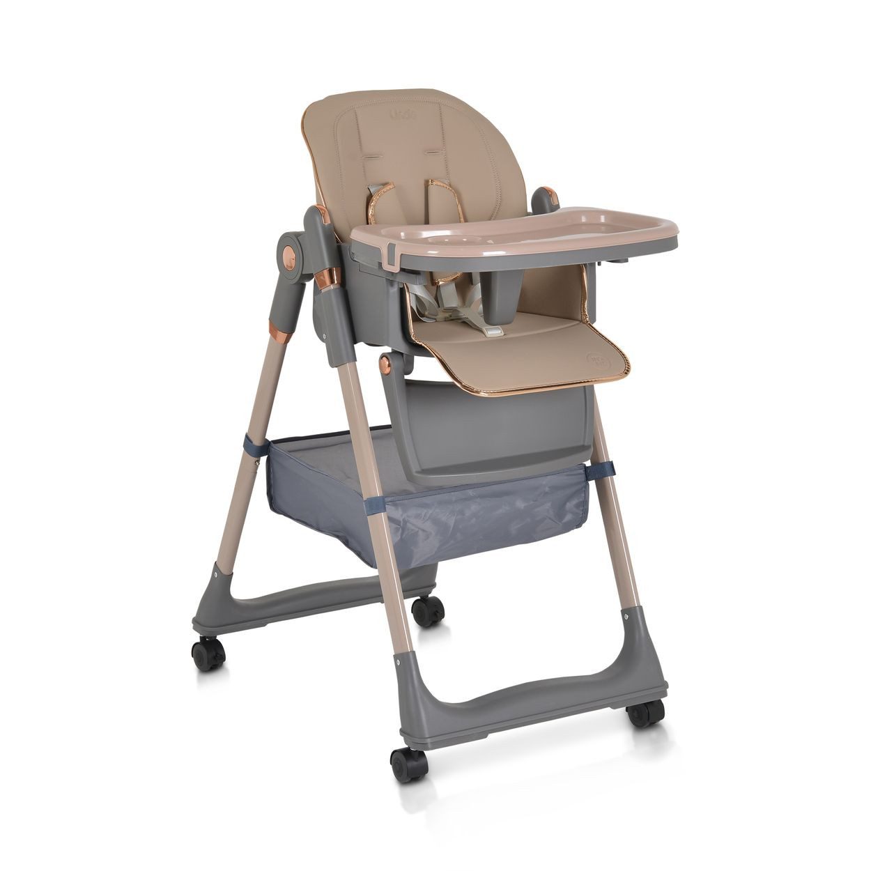 Moni Kombihochstuhl Kinderhochstuhl Lindo klappbar, Lätzchen Besteck Räder Korb höhenverstellbar