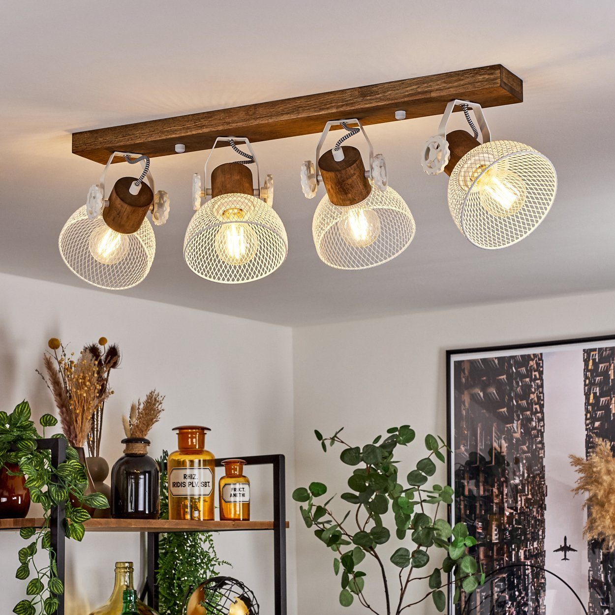 hofstein Deckenleuchte »Cotes« Deckenlampe aus Holz/Metall, günstig online kaufen