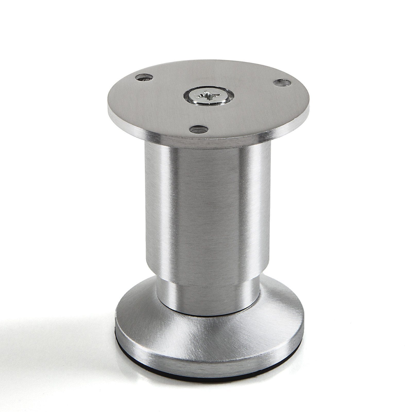 SO-TECH® Möbelfuß ALPHA, belastbar bis 250 kg, höhenverstellbar bis 15 mm, (1-St), Höhe 80 mm, Aluminium gebürstet