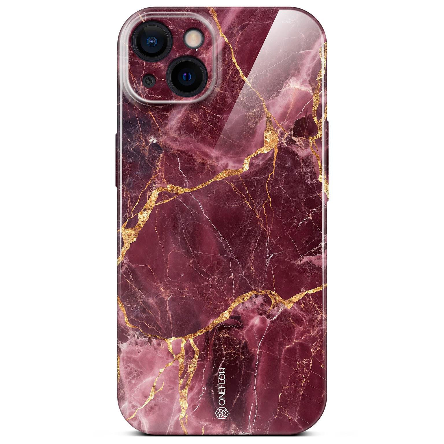 ONEFLOW Handyhülle für iPhone 13 Hülle Marmor Bliss Cover Rot Gold 6,1 Zoll, Handy Schutz Backcover Handytasche Case Schutzhülle mit Kameraschutz