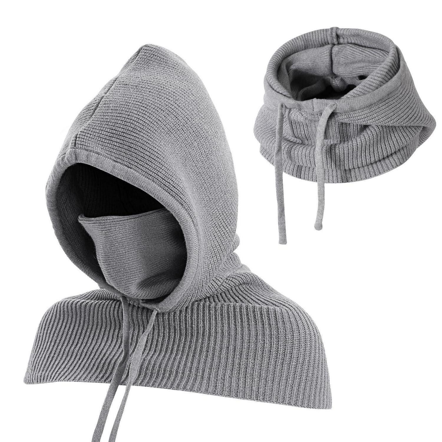 LuxusKollektion Sturmhaube Kapuzenschal Mütze Sturmhaube Nackenwärmer Herren Damen Grau