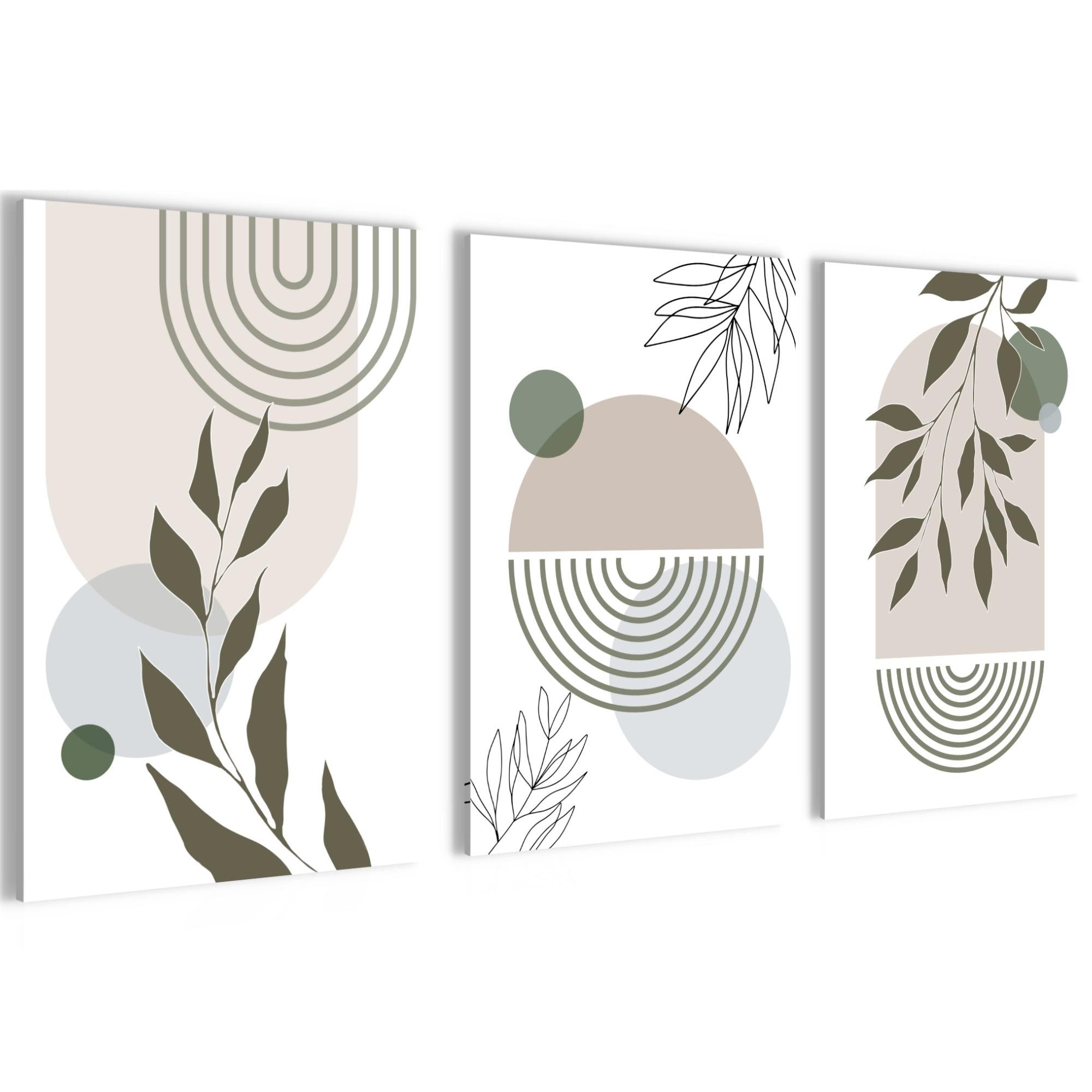 Novart Wandbild Wandbilder Wohnzimmer Abstrakt Figuren Bilder Deko, Grau, made in Germany, moderne Wandbilder, Boho Style