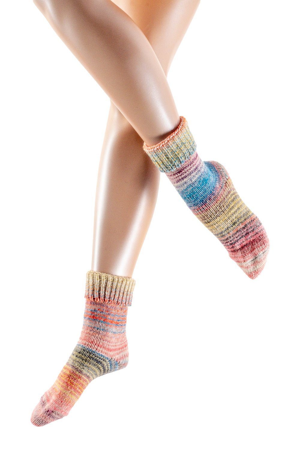 Crönert Socken Socken Regenbogenringel 15402 hellrosa