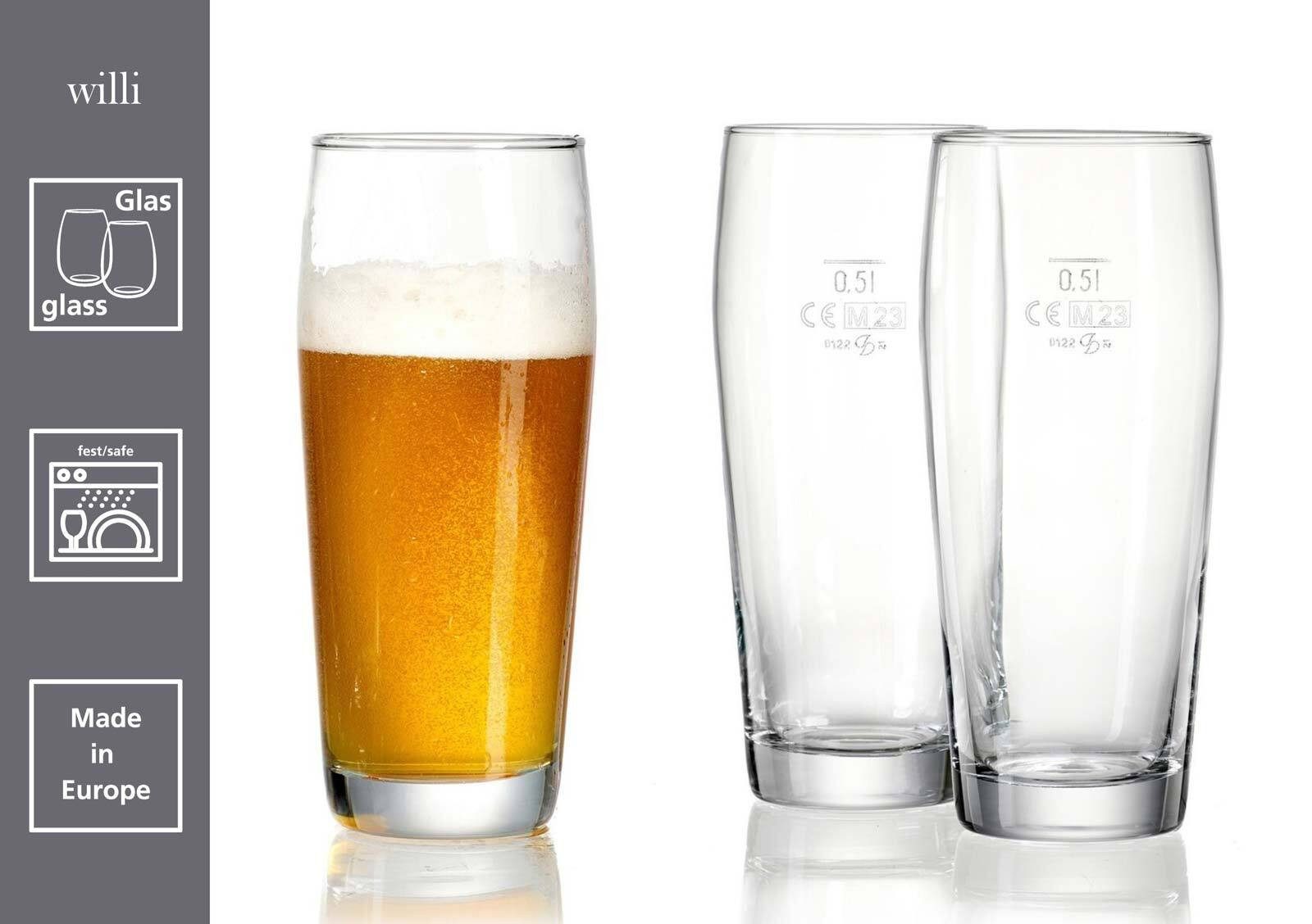 Ritzenhoff & Breker Bierglas Willi Biergläser 0,5 Liter 12er Set, 12-tlg., Glas