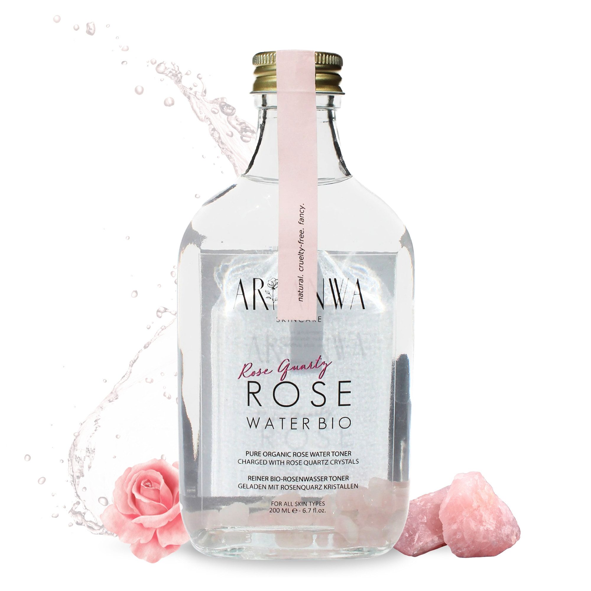 ARI ANWA Skincare Тонер для лица Rosenwasser Bio mit Rosenquarz, Natürliches Тонер для лица