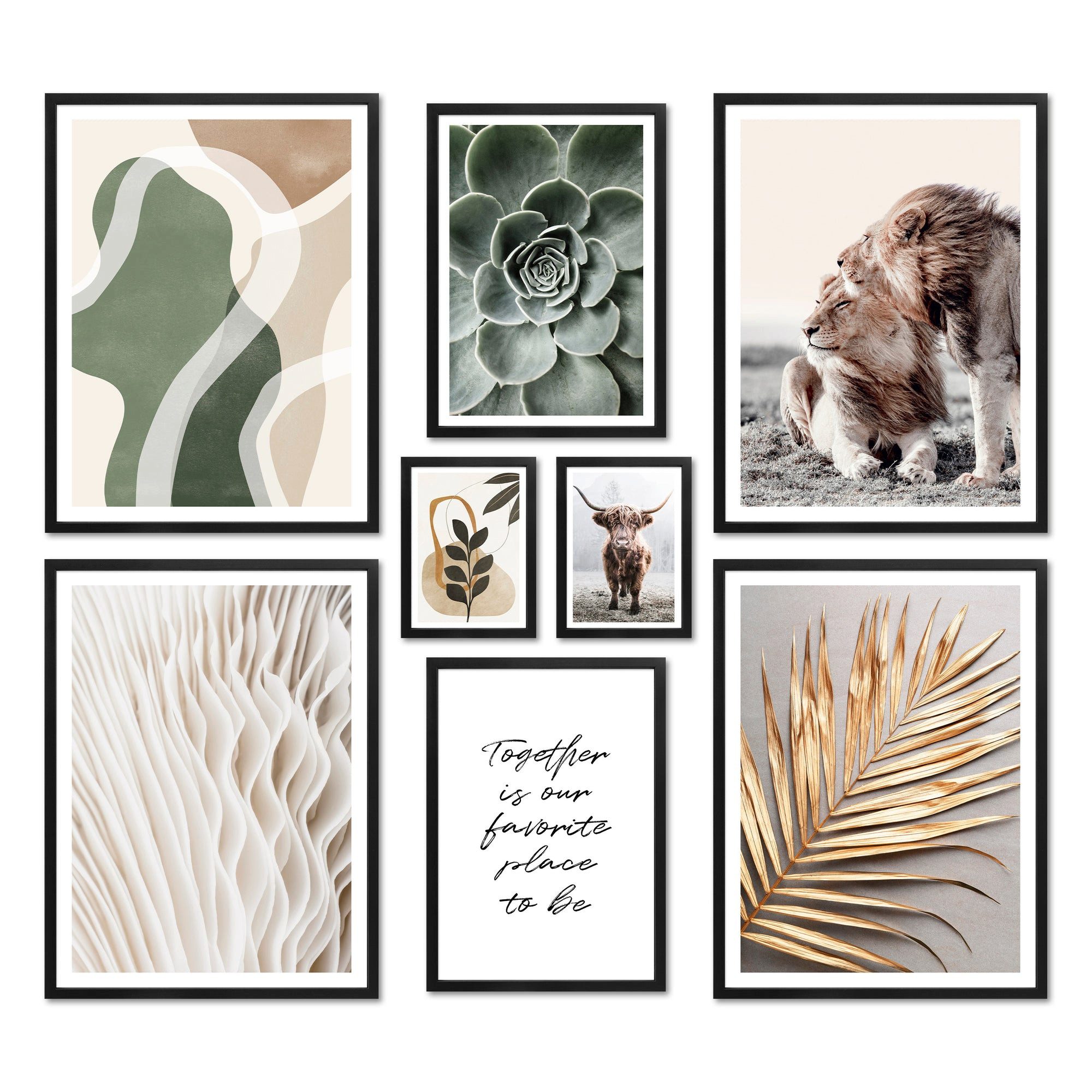 ARTFAVES Зображення-Collage Плакат Set - ABSTRACT NATURE - Deko Wandbilder beige, braun, gold, grü, (Wandbilder modern, 8 St)