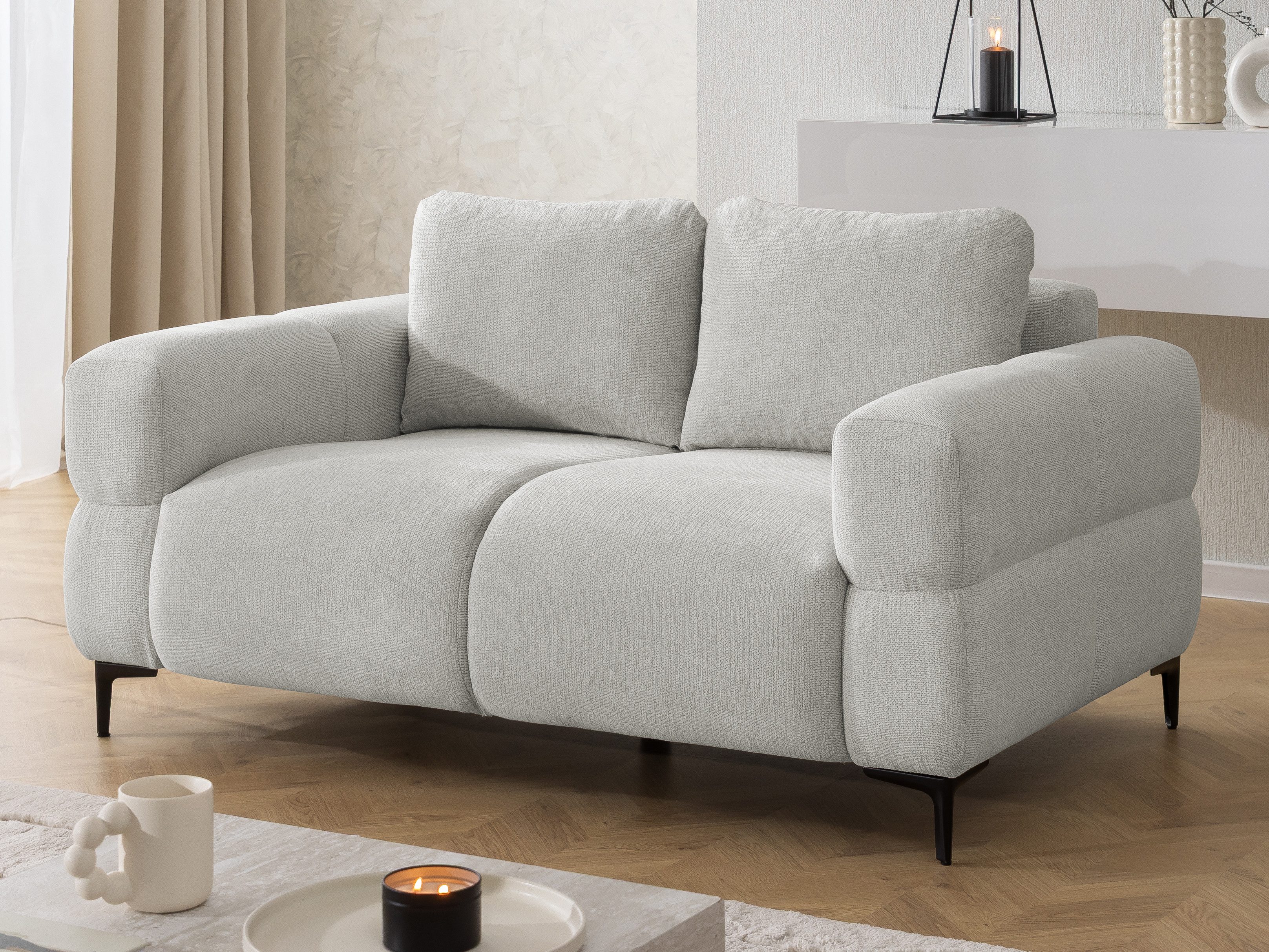 S-Style Möbel Polstergarnitur 3+2 Cardea in Bubble-Optik aus weichem Strukturstoff, mit Wellenfederung und hohem Sitzkomfort