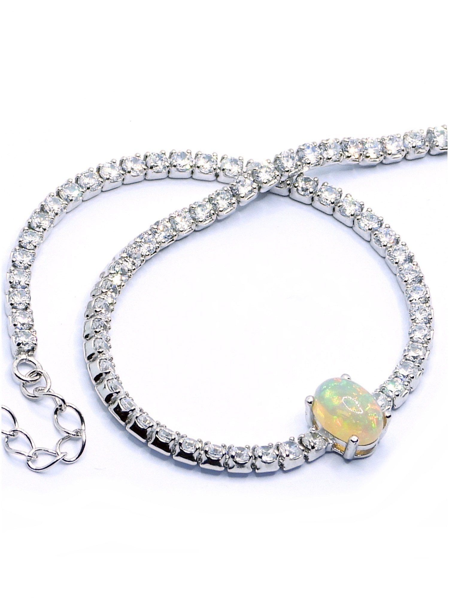 Tennisarmband echtes Welo Edelopal Armband 925 Sterling-Silber Opal Edelsteine