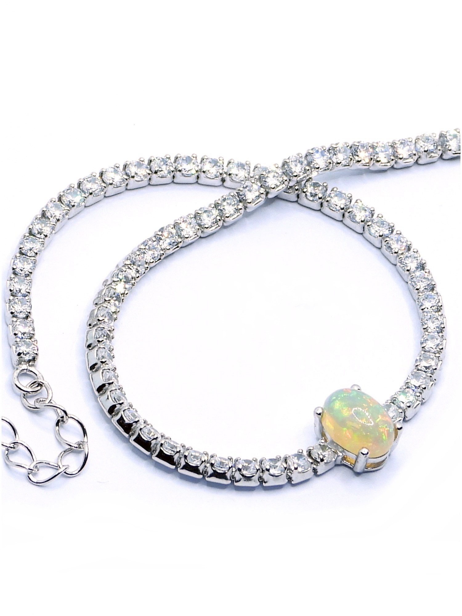 Goldene Hufeisen Tennisarmband echtes Welo Edelopal Armband 925 Sterling-Silber Opal Edelsteine, Damen Armschmuck mit Edelsteine