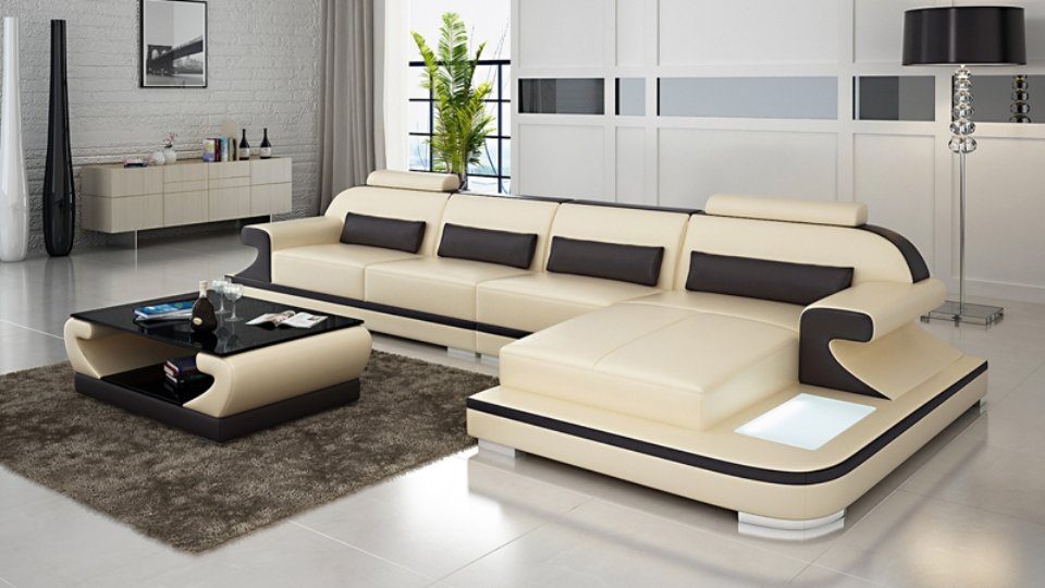 Wohnlandschaft Couch Ledersofa Sofa Ecksofa, Design JVmoebel Modern Ecksofa Eck