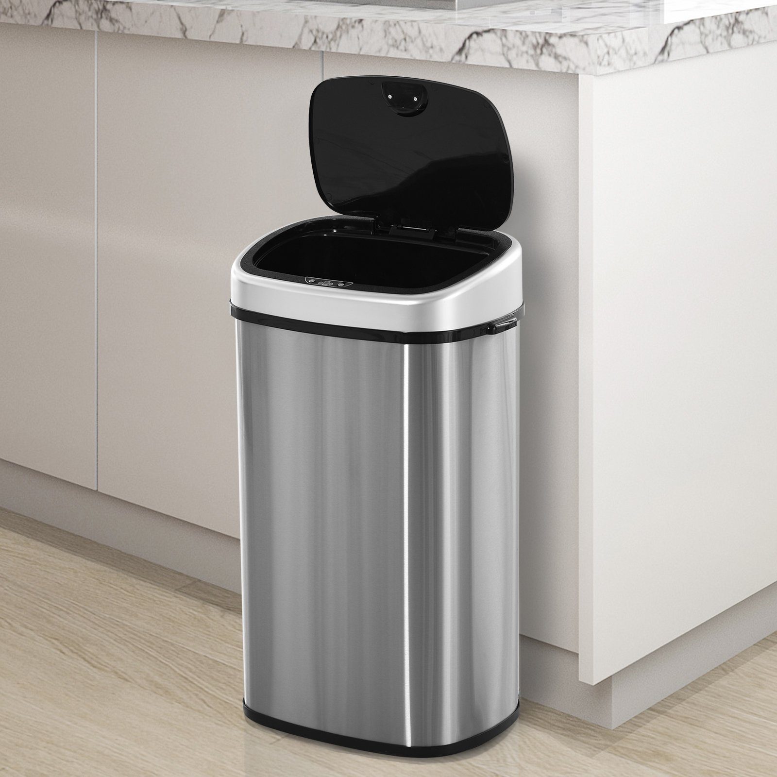 HOMCOM Мусорные урны mit Infrarotsensor Kücheneimer 58L, Automatik Мусорные урны Abfalleimer mit Infrarotsensor Küche Silber