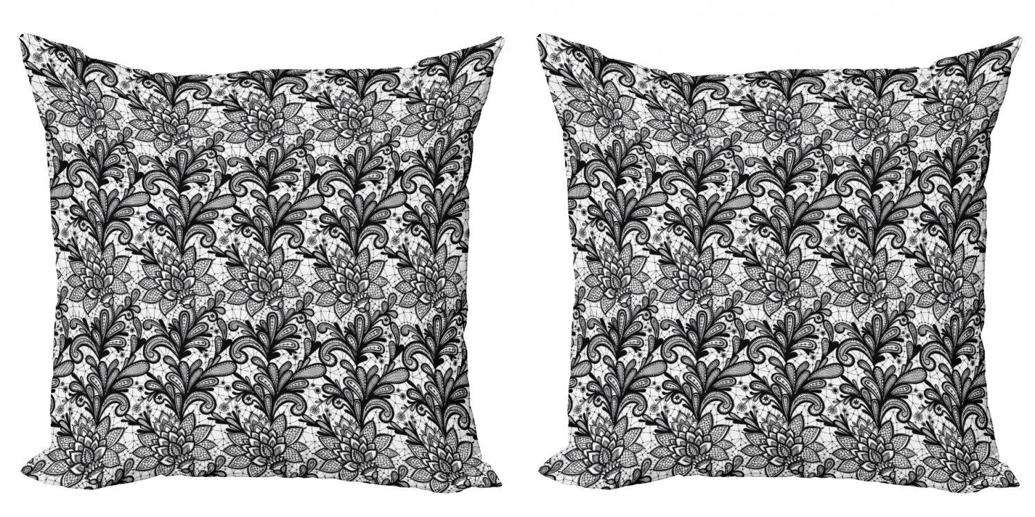 Kissenbezüge Modern Accent Doppelseitiger Digitaldruck, Abakuhaus (2 Stück), Schwarz und weiß Victorian Lace