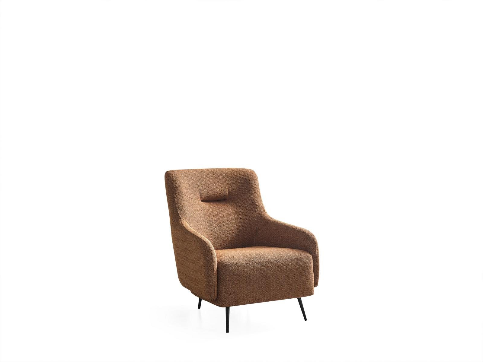 Club Modern Wohnzimmer Polster Lounge Luxus Textil JVmoebel Design Sessel Braun grau Sessel