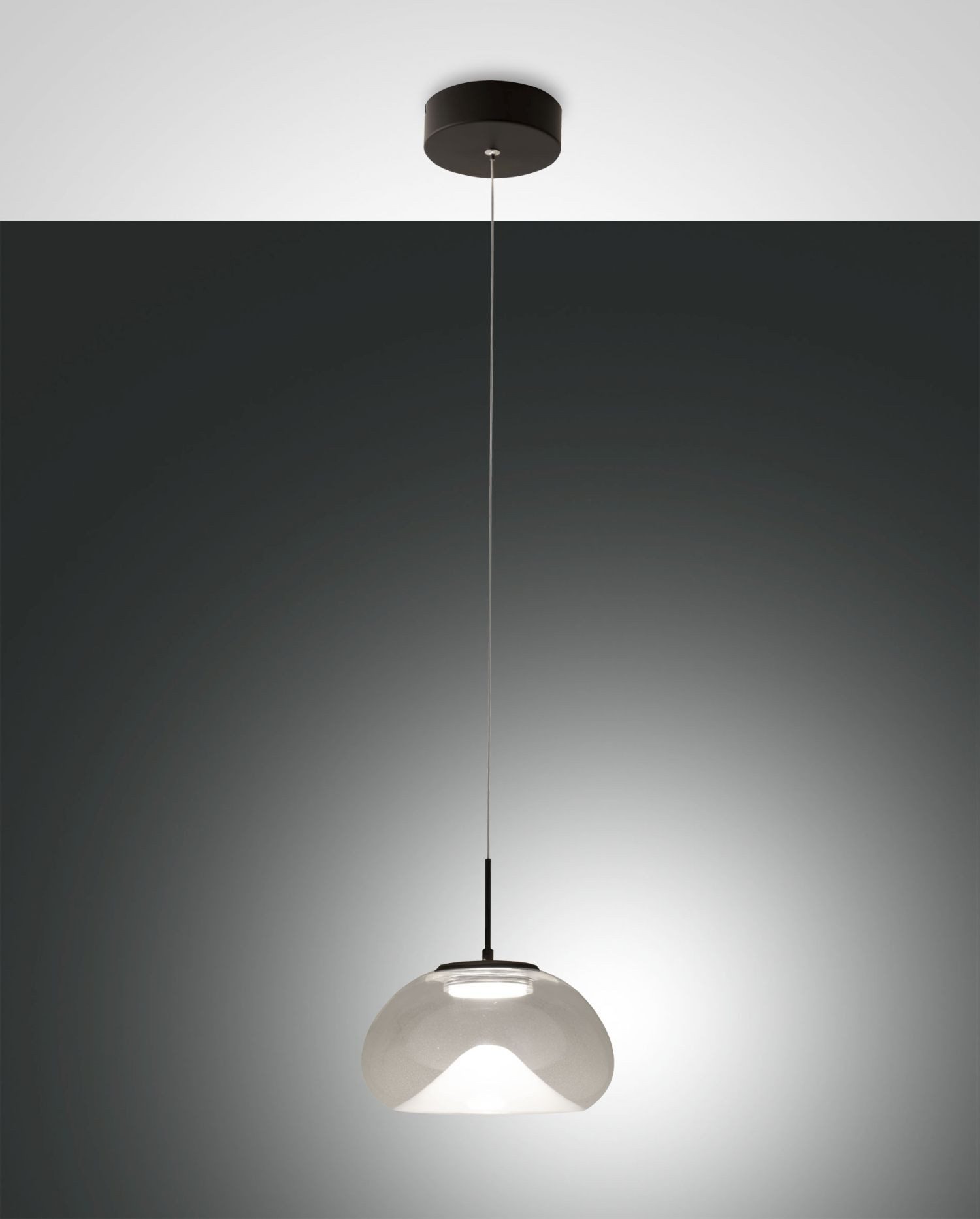 Licht-Erlebnisse Pendelleuchte NUFUN, LED fest integriert, LED Glas Metall H: max. 200 cm rund D: 22 cm Schwarz 2700/3000/4000 K