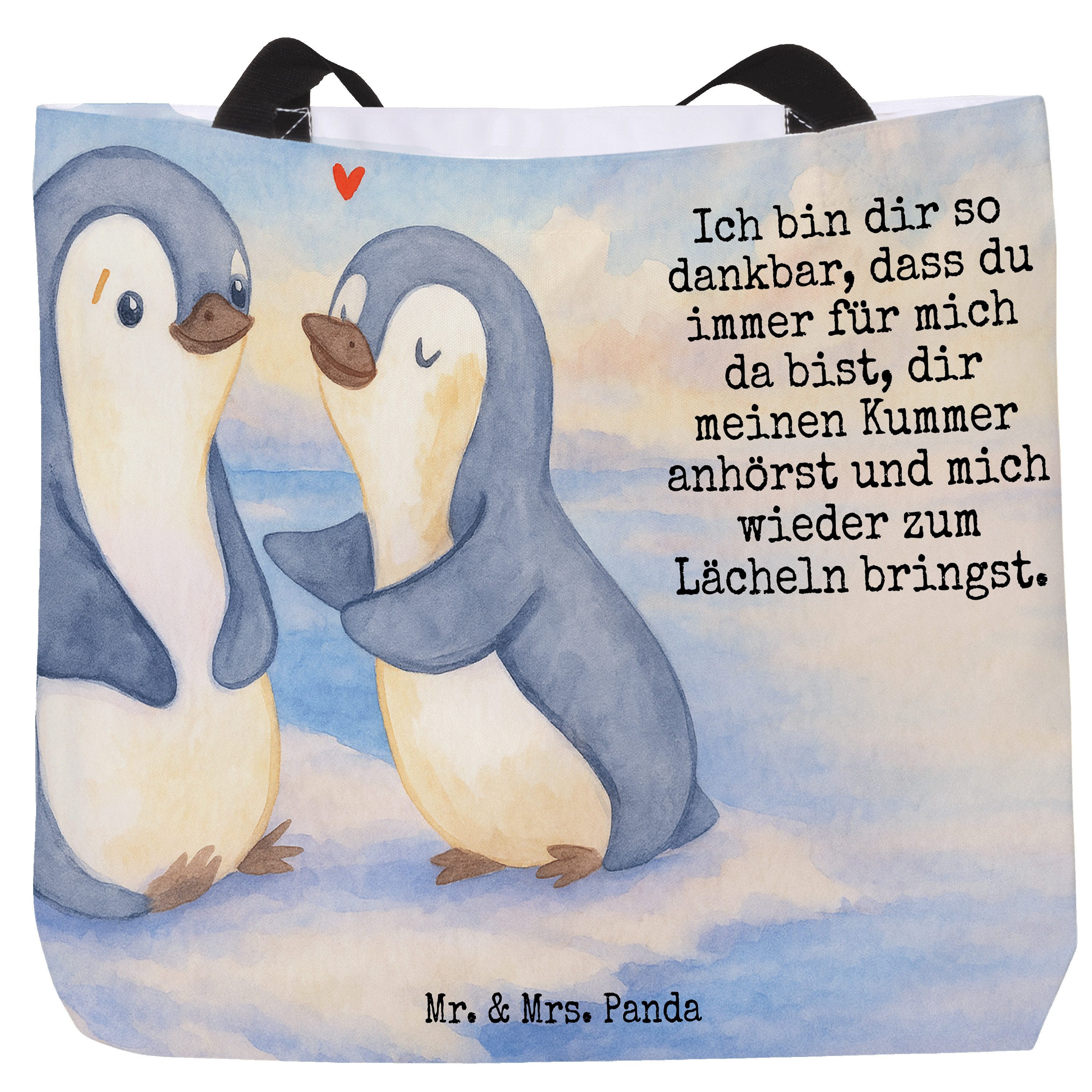 Shopper Pinguine trösten Design, Tote Bag, Weiß, Laptoptasche, Geschenk für F