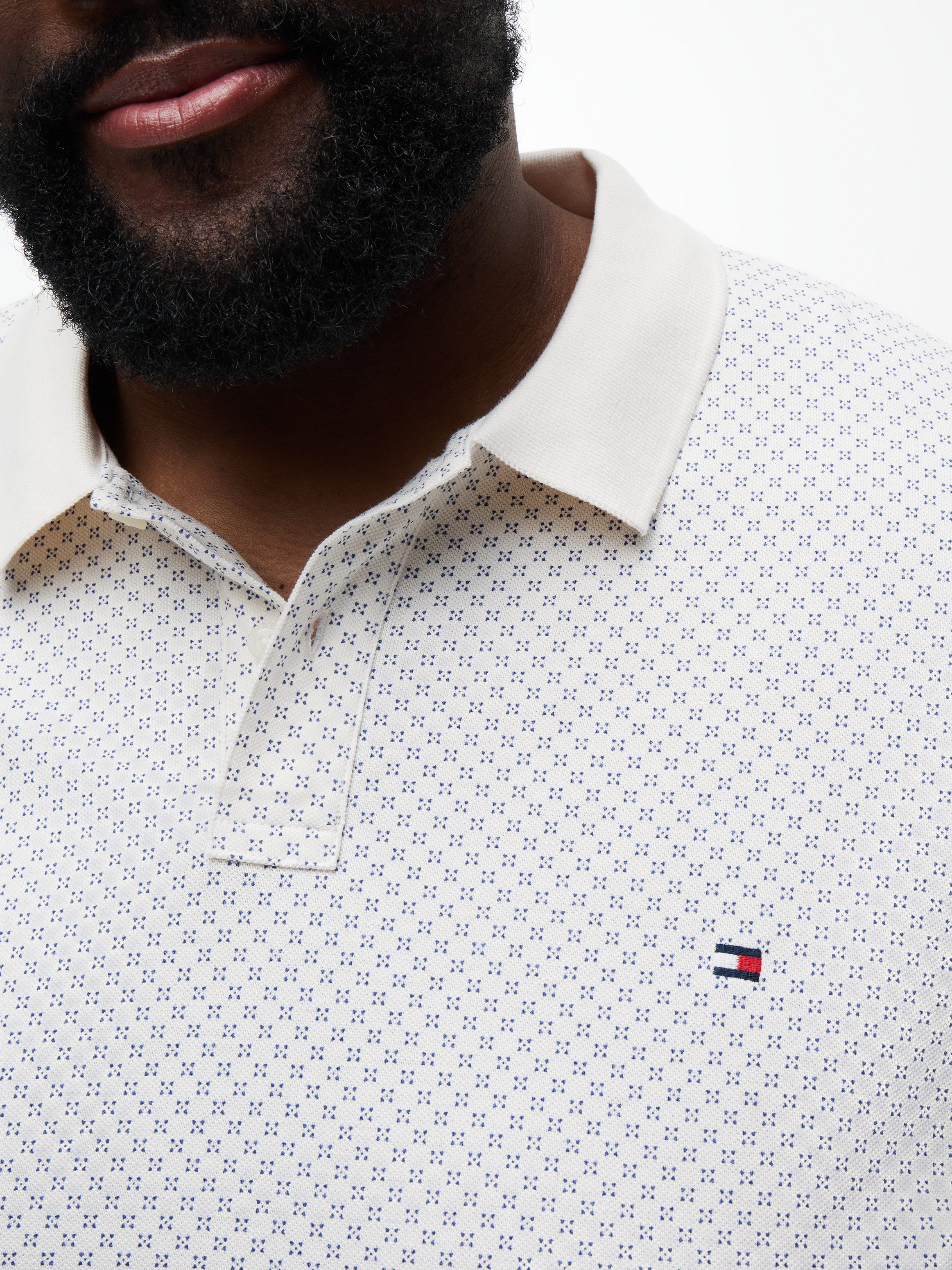 Tommy Hilfiger Big & Tall Poloshirt BT-MICROPRINT PIQUE REGULAR mit geometrischem Muster, Große Größen