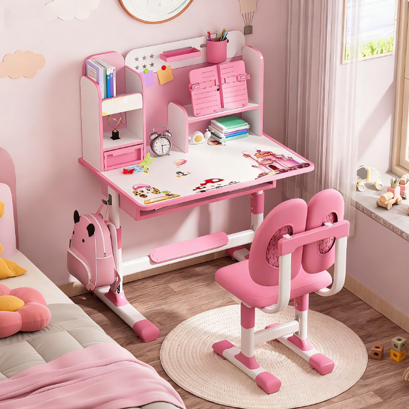 Rutaqian Kinderschreibtisch 2Pcs / Set Kinder Studie Schreibtisch Stuhl Set günstig online kaufen