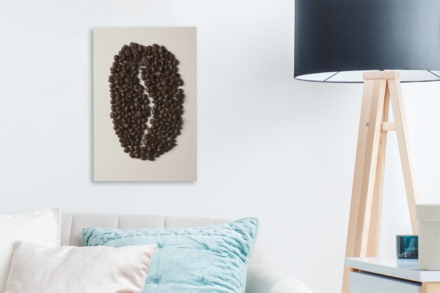 20x30 (1 St), Gemälde, Leinwandbild Zackenaufhänger, cm Kaffeebohnen Form bespannt inkl. Kaffeebohne, fertig einer OneMillionCanvasses® in Leinwandbild