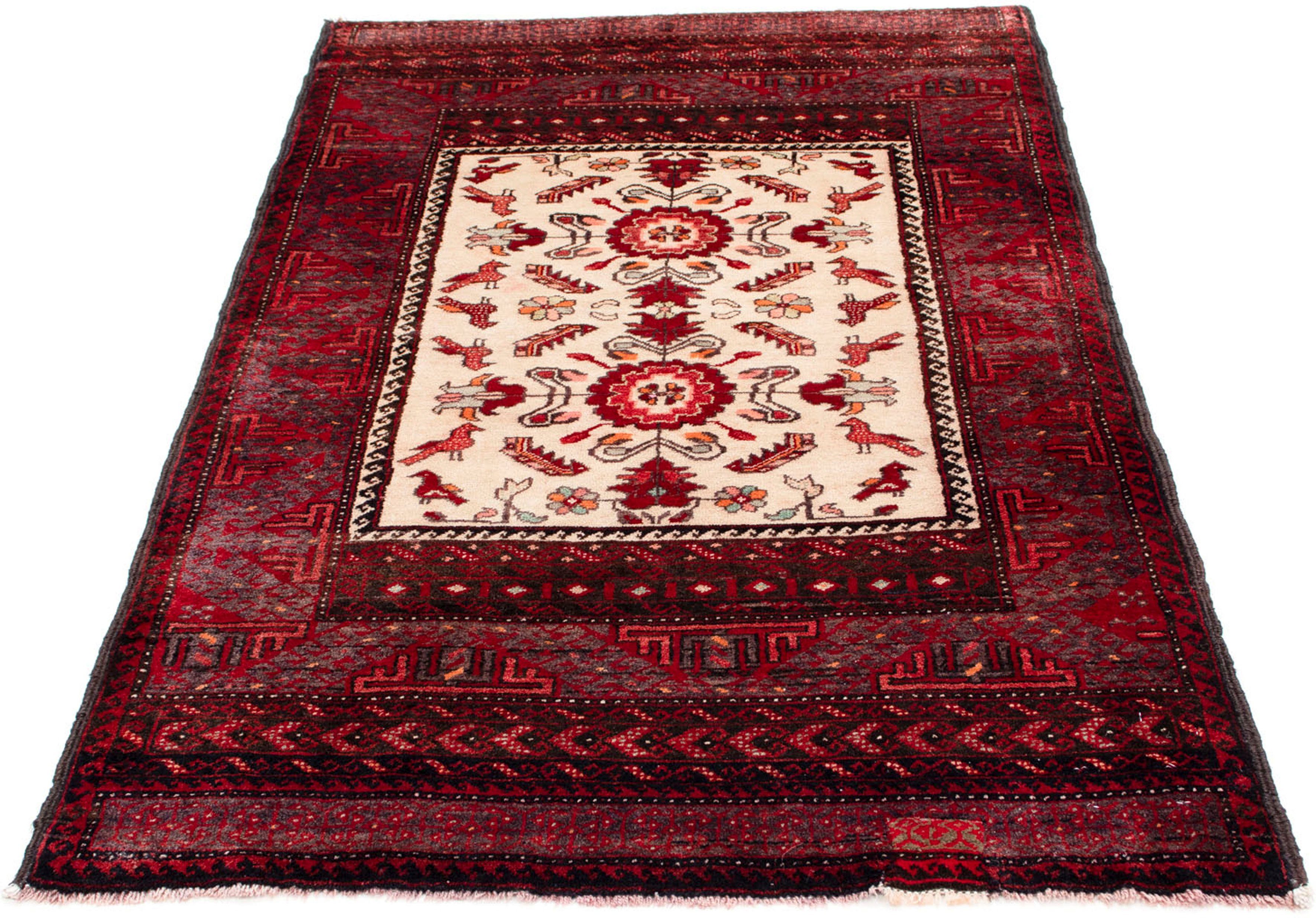 Orientteppich Belutsch - 155 x 92 cm - dunkelrot, morgenland, rechteckig, Höhe: 8 mm, Wohnzimmer, Handgeknüpft, Einzelstück mit Zertifikat