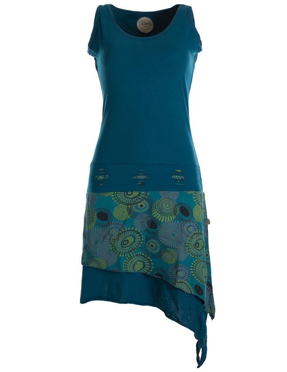 Vishes Zipfelkleid Ärmelloses asymmetrisches Lagenlook Zipfelkleid Hippie, Ethno, Elfen Style