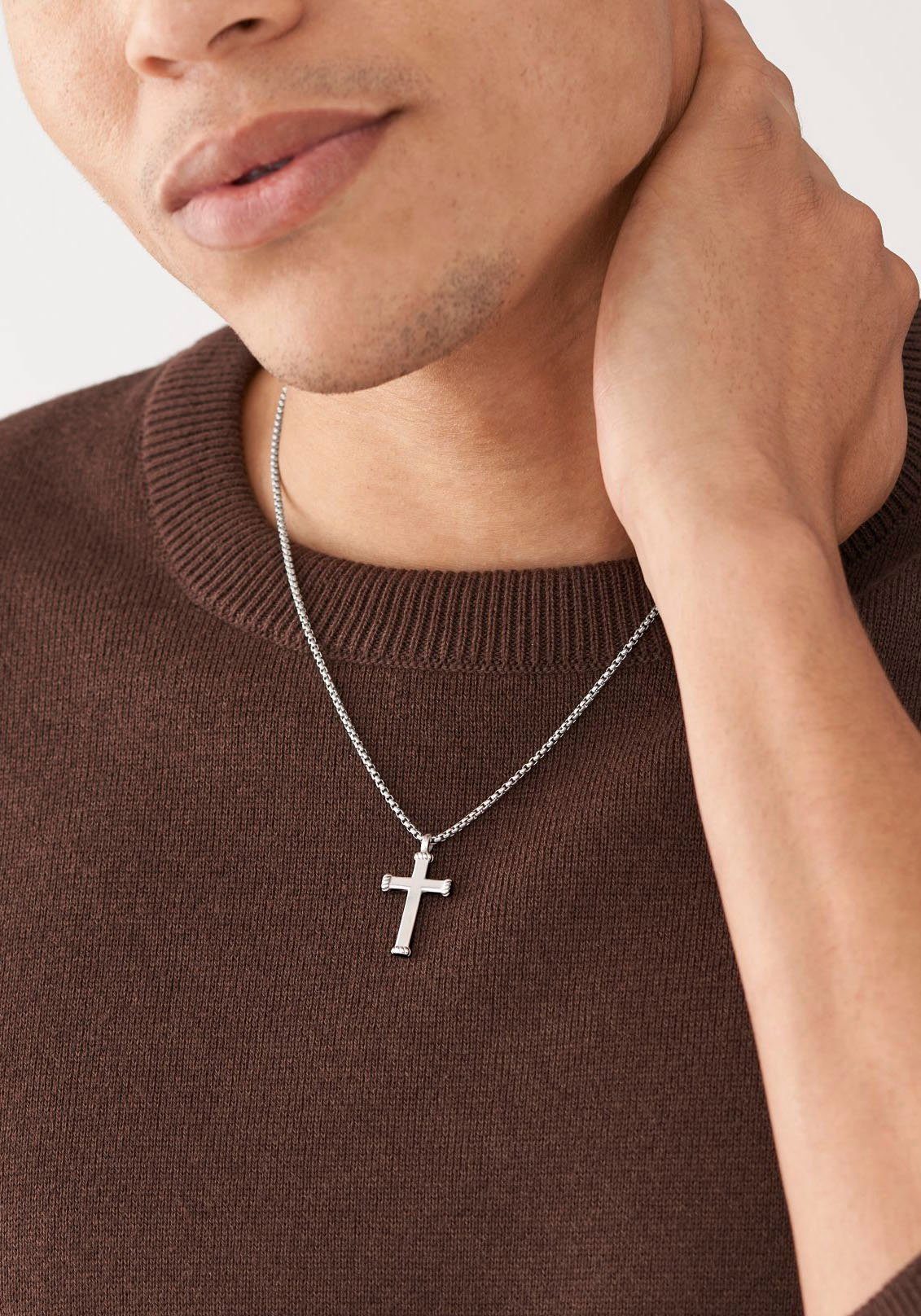 Fossil Kette mit Anhänger Schmuck Geschenk Edelstahl Halskette JEWELRY Kreuz