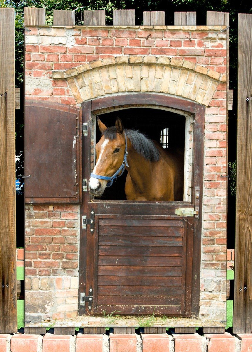 Thumbnail - Wallario Sichtschutzzaunmatten Pferd im Stall