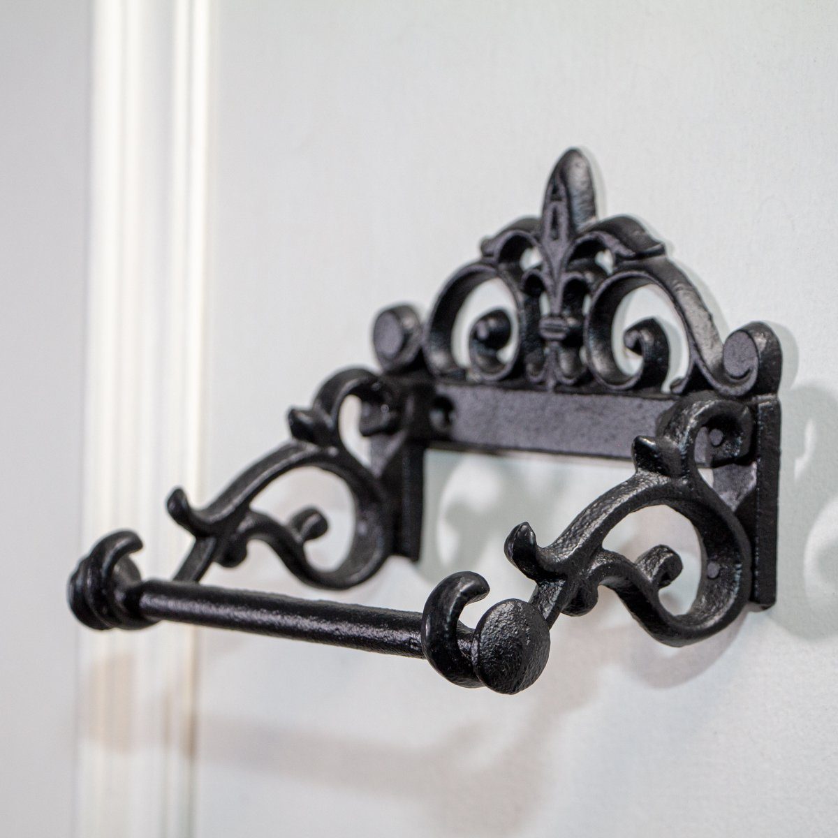 Antikas Wanddekoobjekt WC Papierrollenhalter, verziert, Eisen, Schwarz günstig online kaufen
