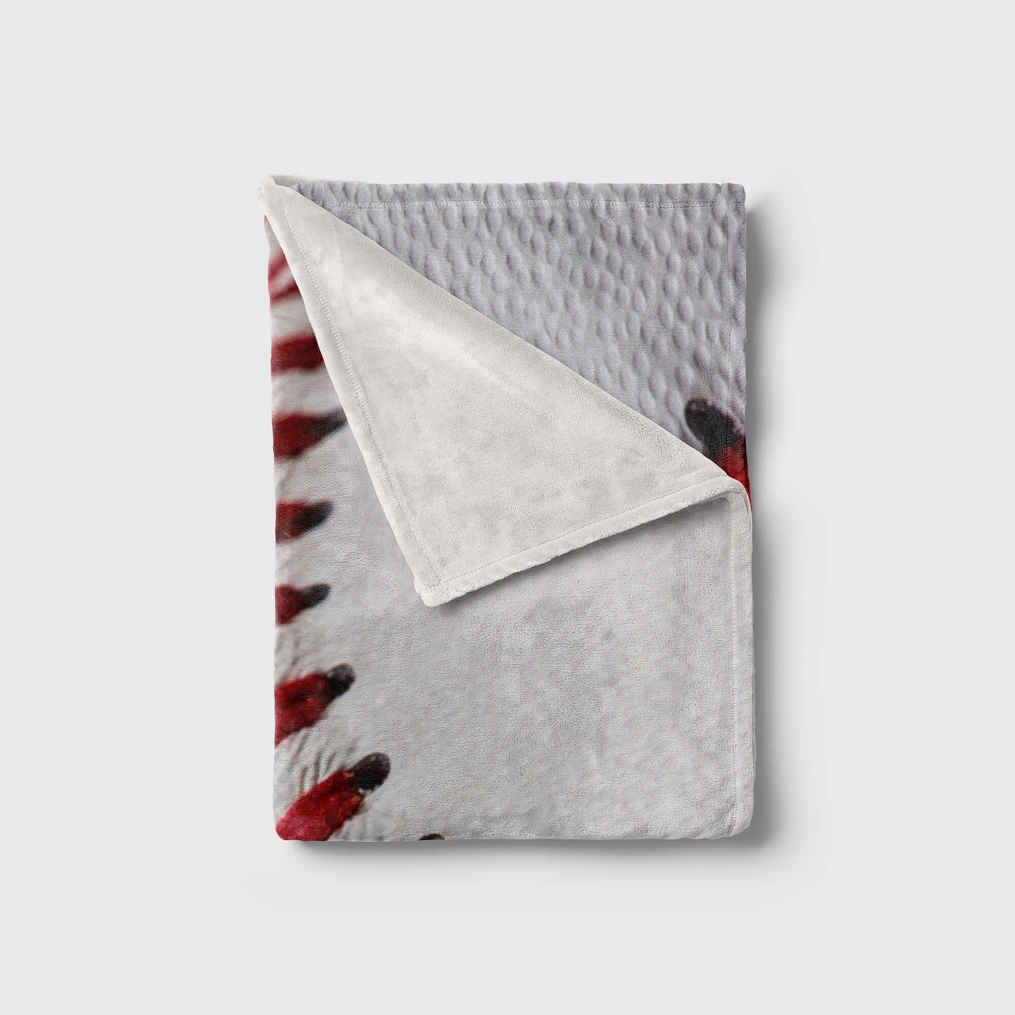 Sinus Art Handtücher Handtuch (1-St), Saunatuch Fotomotiv Kuscheldecke Naht, Baseball Handtuch Baumwolle-Polyester-Mix rote mit Strandhandtuch