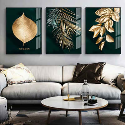 TPFLiving Kunstdruck OHNE RAHMEN, Set (Abstrakte Gold Luxus Poster Leinwand - Wandbild / Bild ohne Rahmen), Verschiedene Motive und Größen zur Auswahl - Wanddeko Wohnzimmer